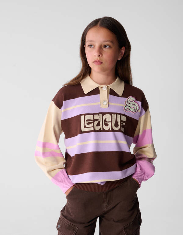 Fancy Rugby Gebreide Trui Paars SHOEBY GIRLS