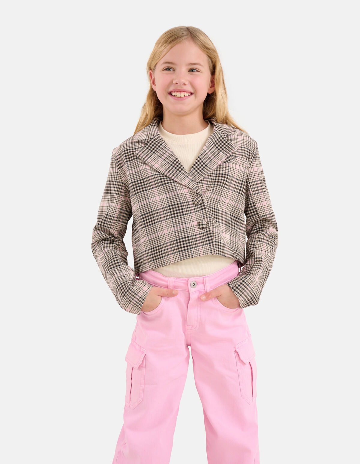Cropped Ruiten Blazer Lichtroze SHOEBY GIRLS