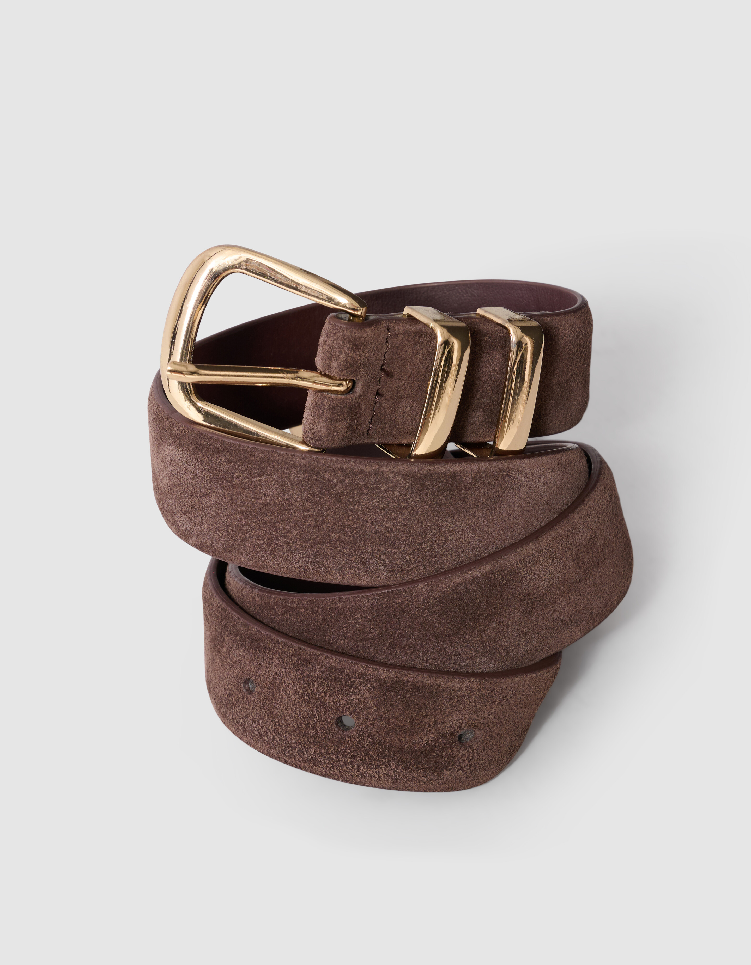 Doppelter Metall Wildlederg&uuml;rtel dunkelbraun SHOEBY ACCESSOIRES