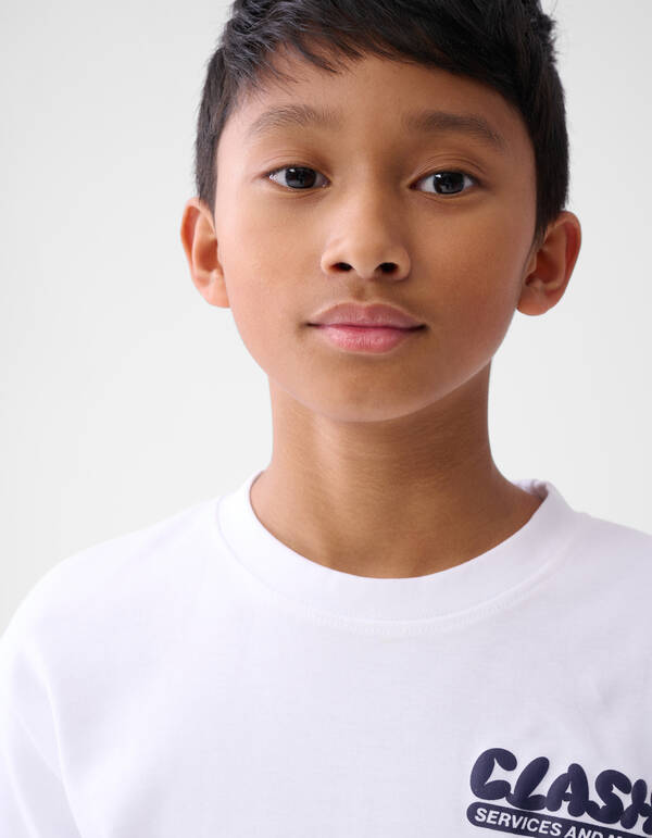 Text-Langarm-T-Shirt Weiß SHOEBY BOYS