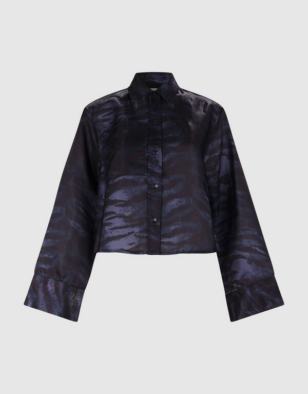 Bedruckte Zebra-Bluse Dunkelgrau SHOEBY WOMEN