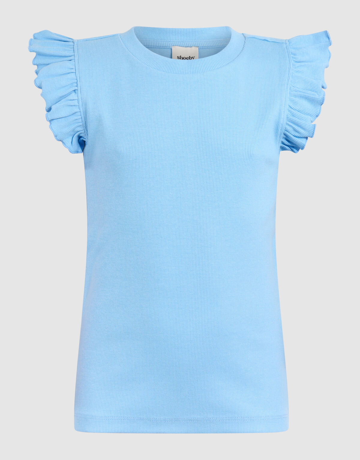 Ruffle Rib Top Blau SHOEBY GIRLS