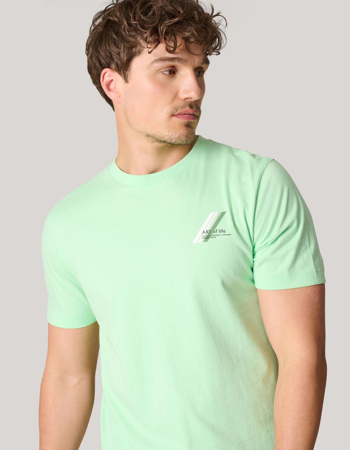 Kunst-T-Shirt Hellgrün SHOEBY MEN