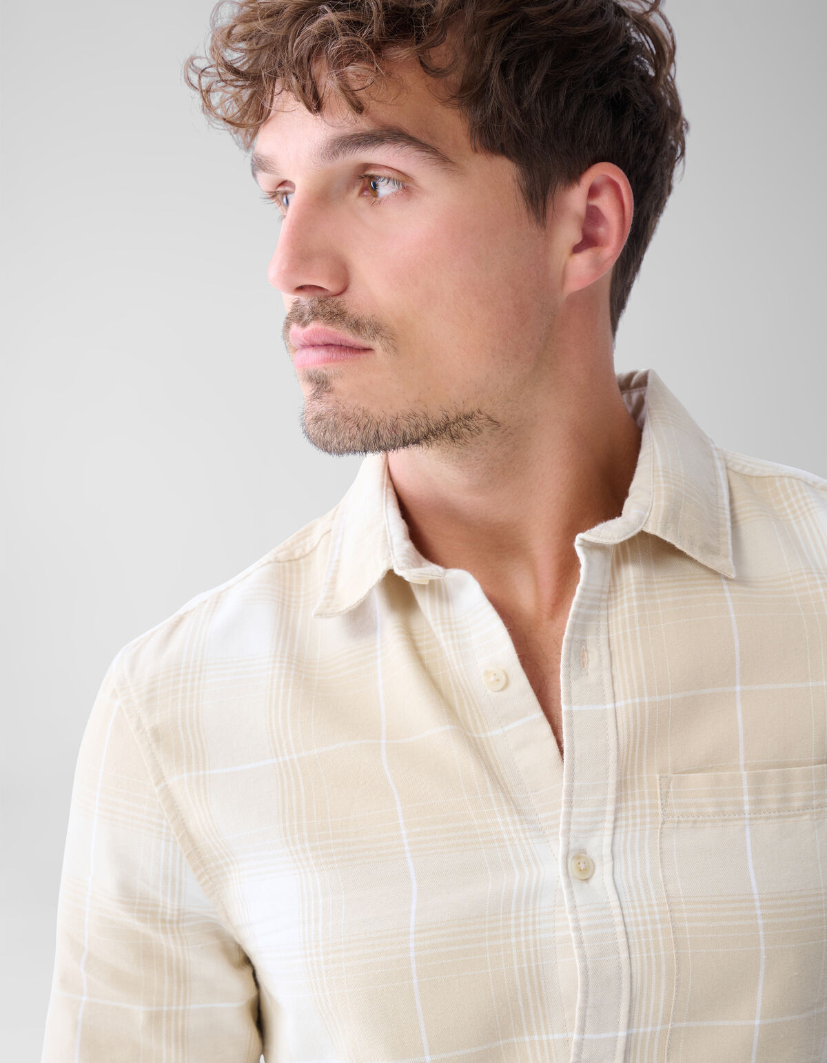 Flanell Karohemd Beige SHOEBY MEN