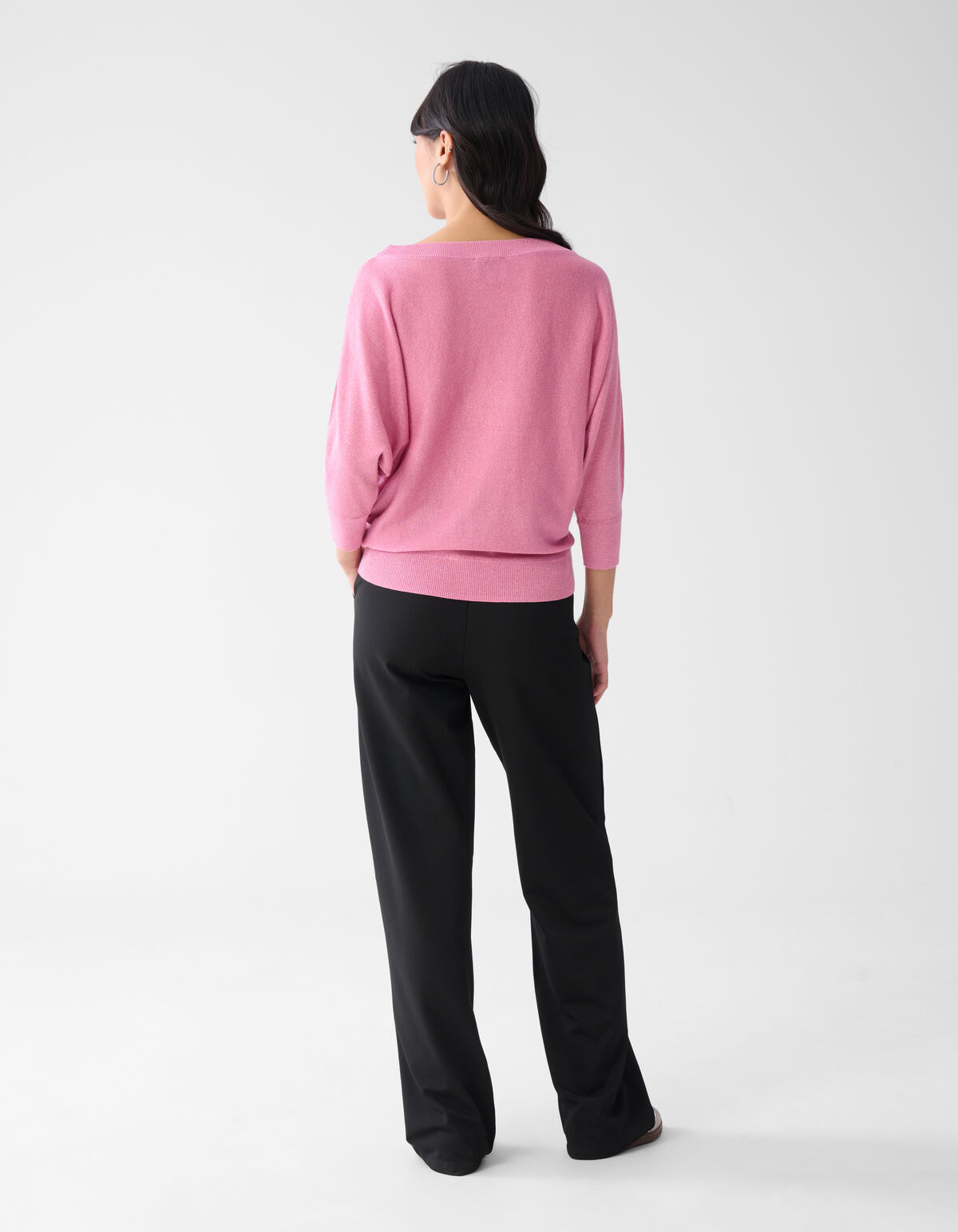 Glitzer Fledermaus-&Auml;rmel Pullover Rosa SHOEBY WOMEN