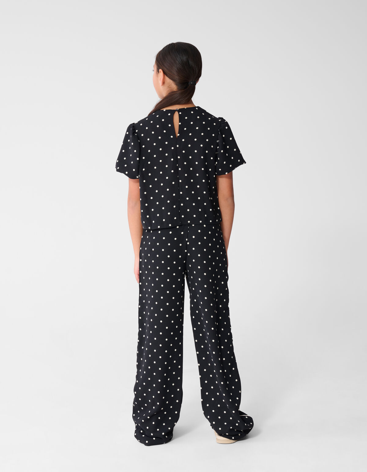 Twist Polkadot Top Schwarz SHOEBY GIRLS