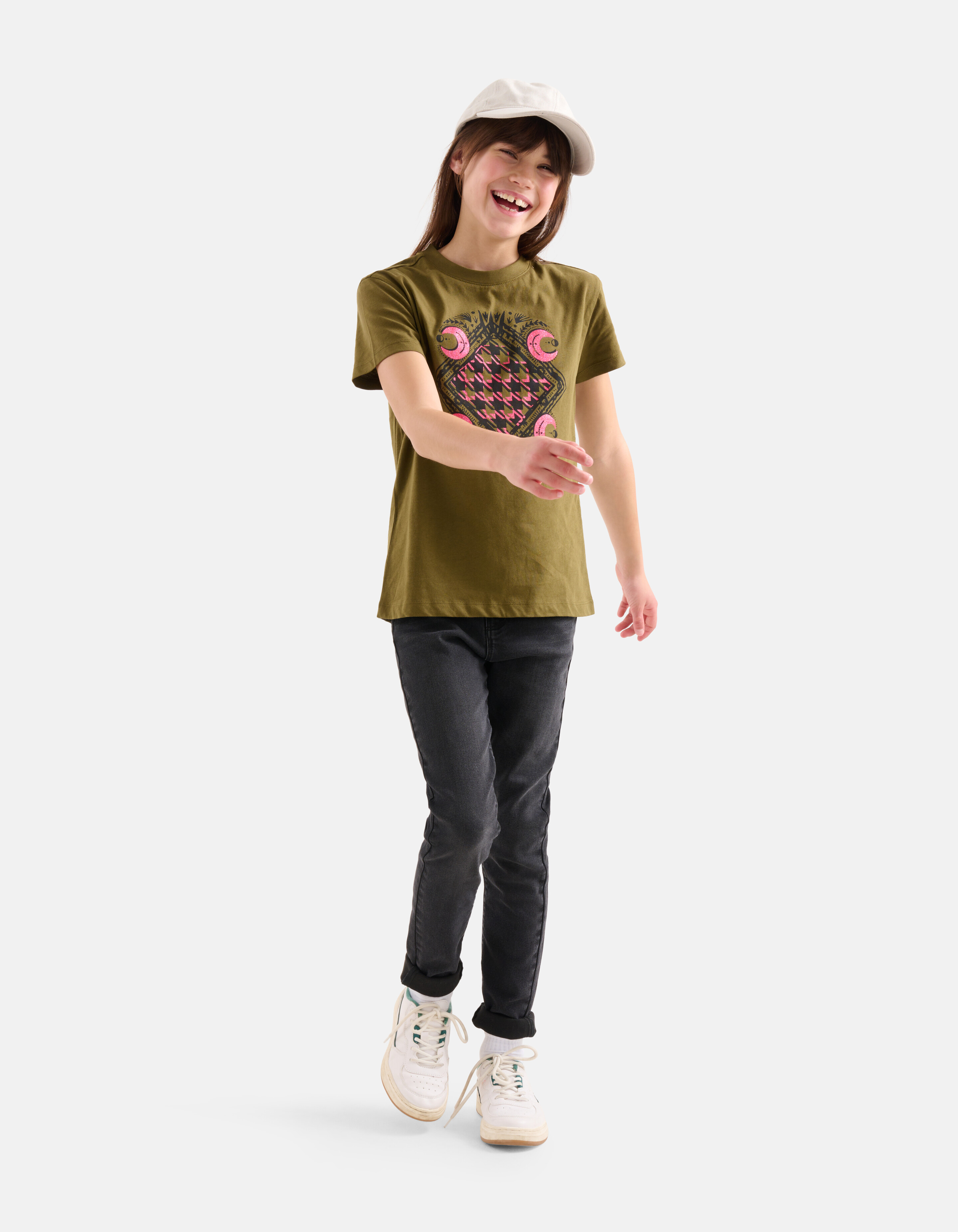 Dunkelgrünes T-Shirt mit Aufdruck SHOEBY GIRLS