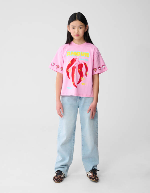 Heart Artwork T-Shirt Hellrosa SHOEBY GIRLS