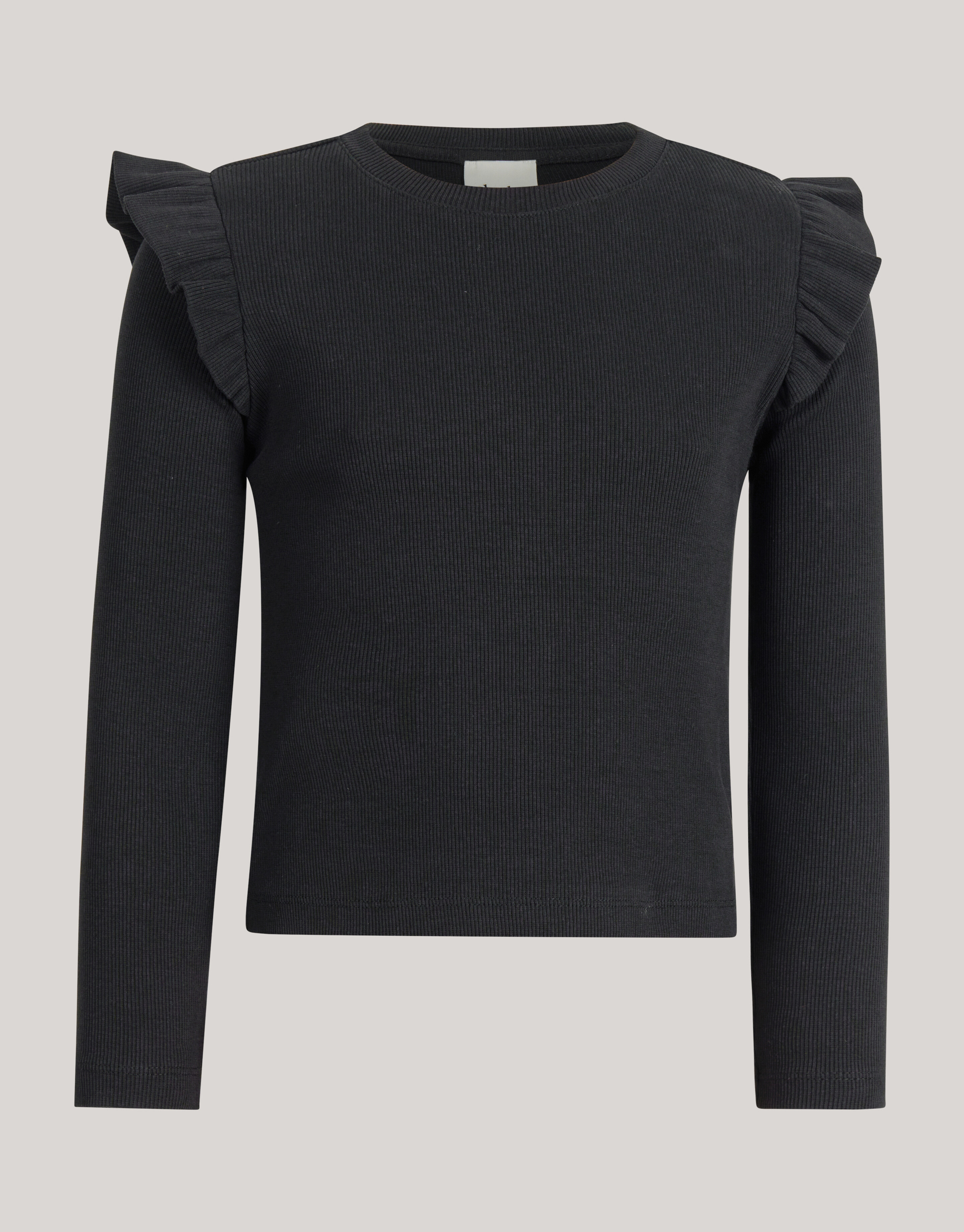 Langärmeliges Top mit Rüschenbesatz Schwarz SHOEBY GIRLS