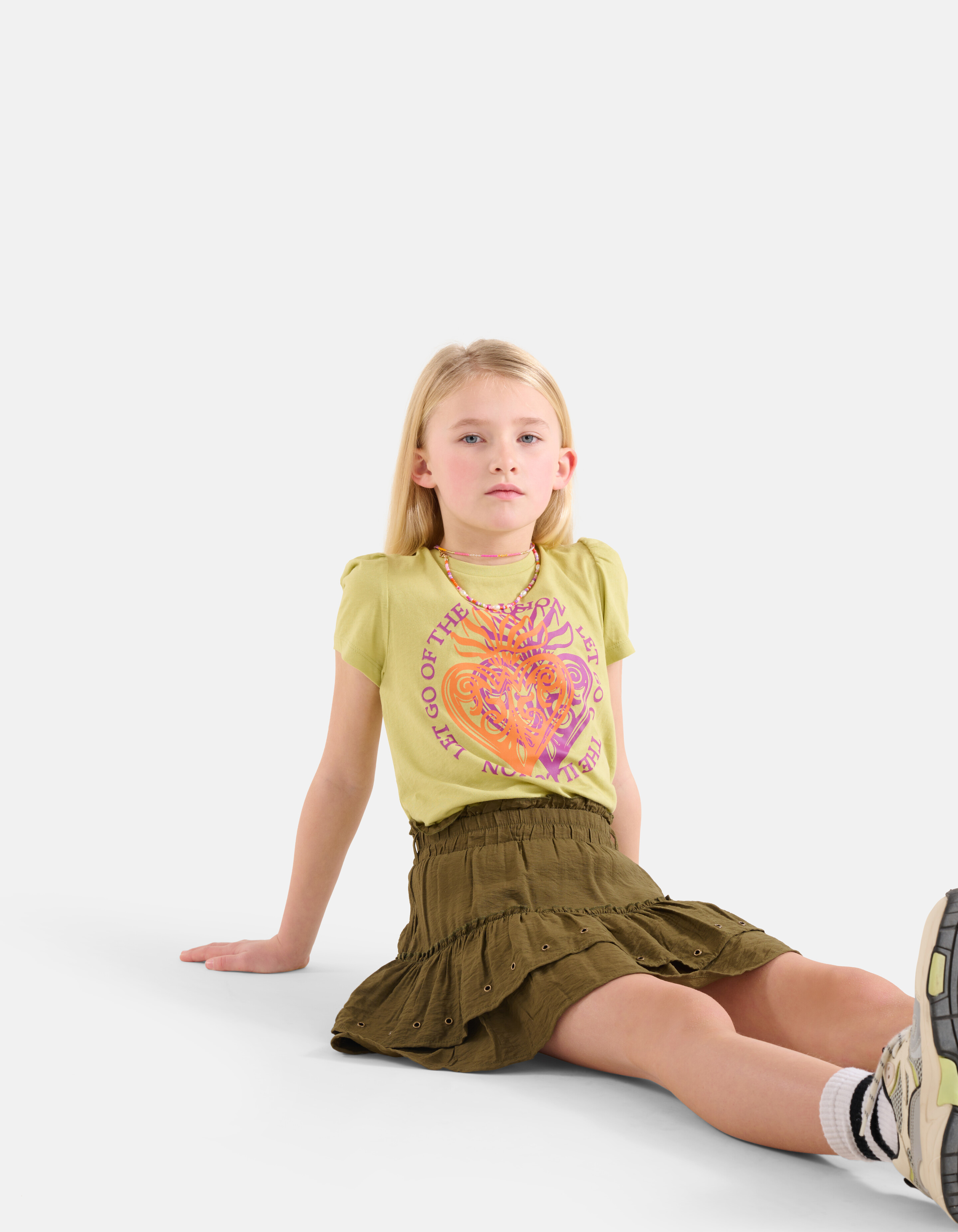 Bedrucktes T-Shirt mit Puffärmeln Grün SHOEBY GIRLS
