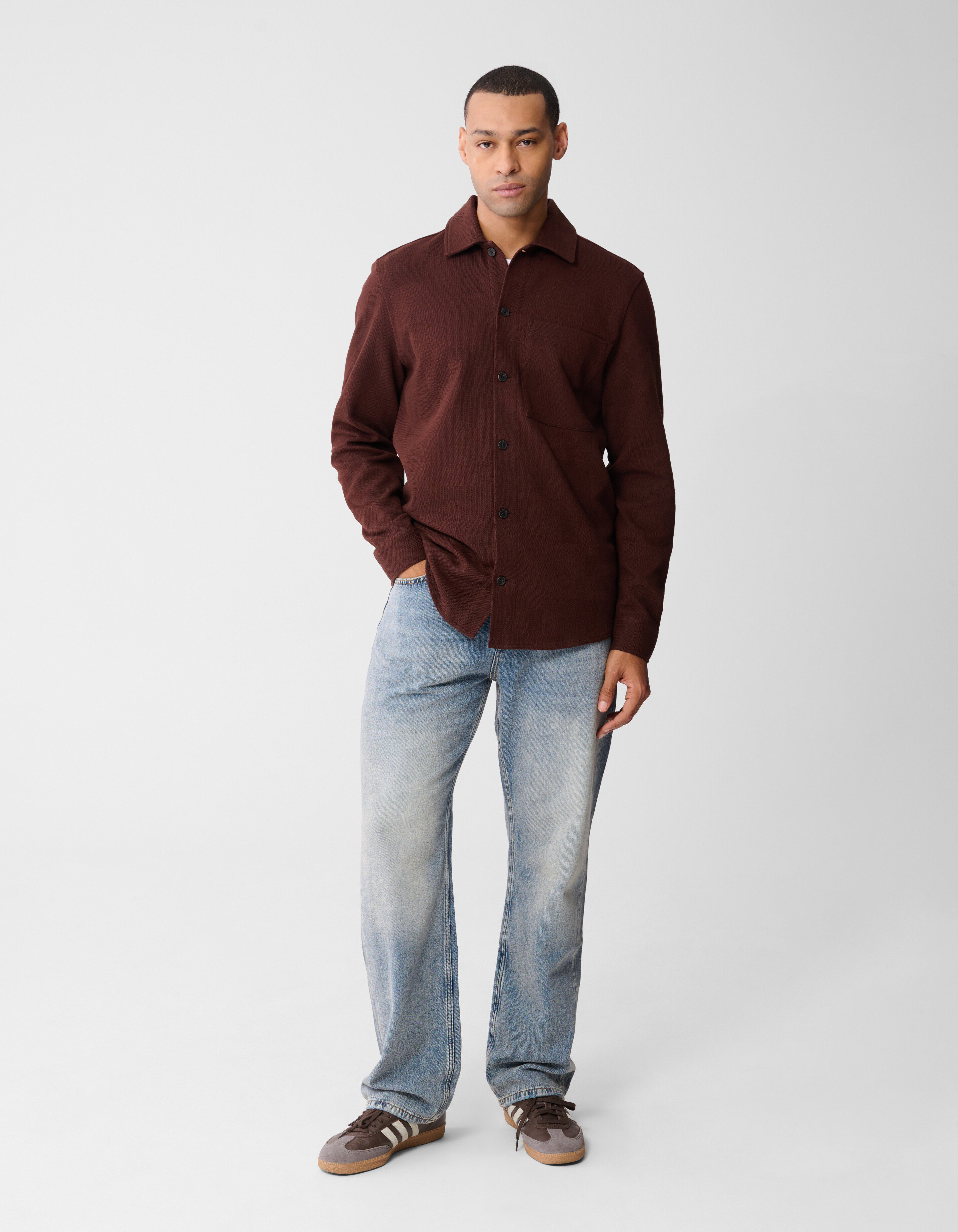 Kariertes Jacquard-Hemd Dunkelrot SHOEBY MEN