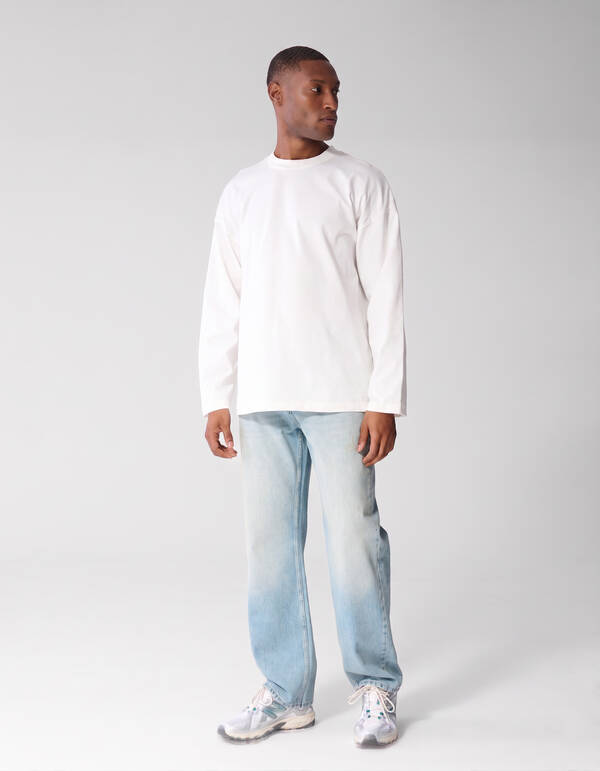 Basic-T-Shirt mit langem Arm im Relaxed-Fit wei&szlig; SHOEBY MEN