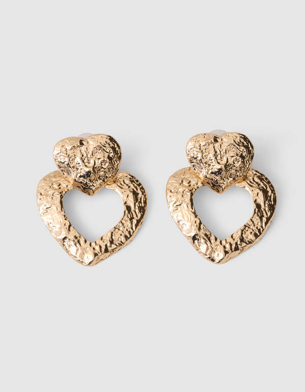 Doppelherz-Ohrringe Gold SHOEBY ACCESSOIRES