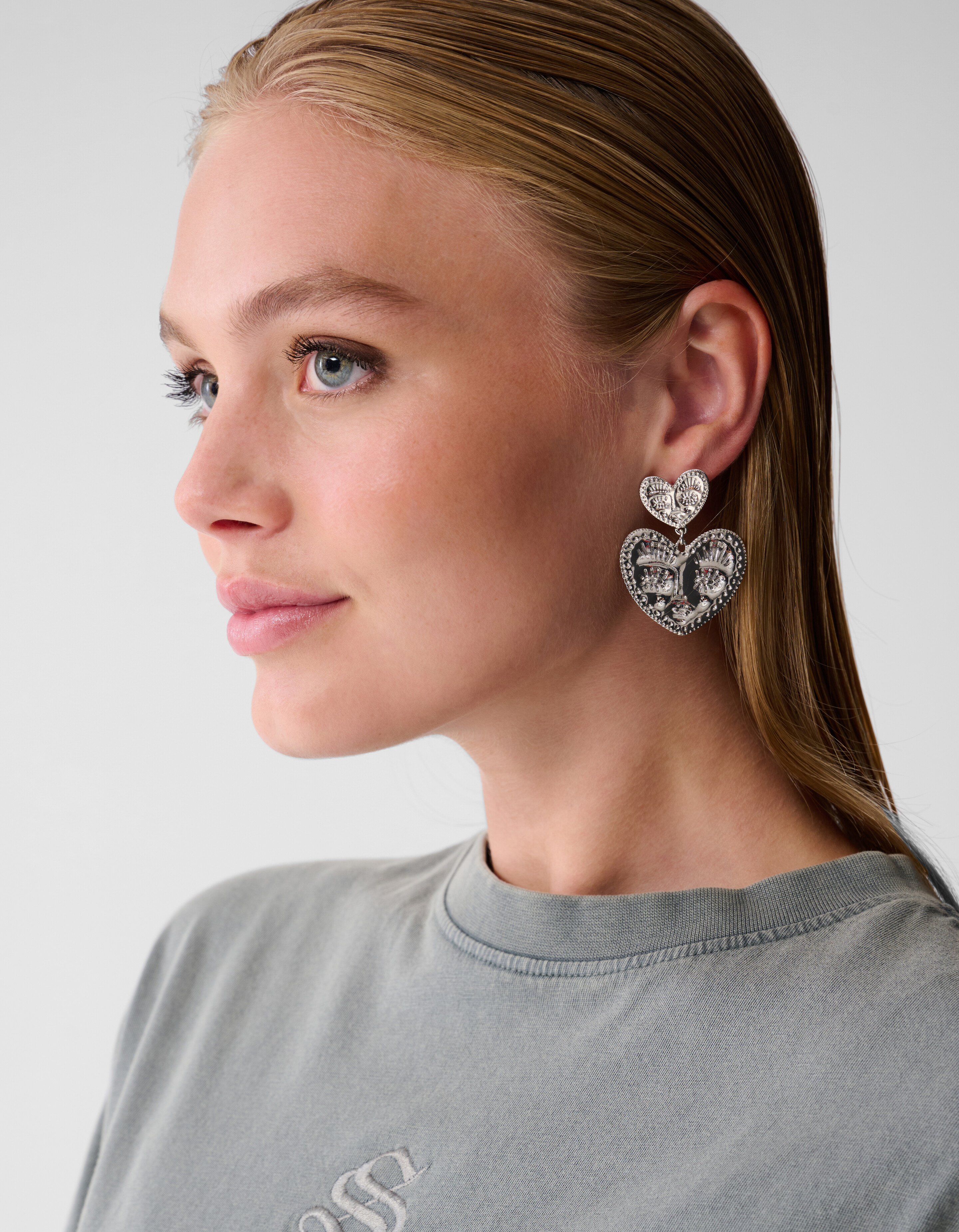Gesicht Herz Ohrringe Silber SHOEBY ACCESSOIRES