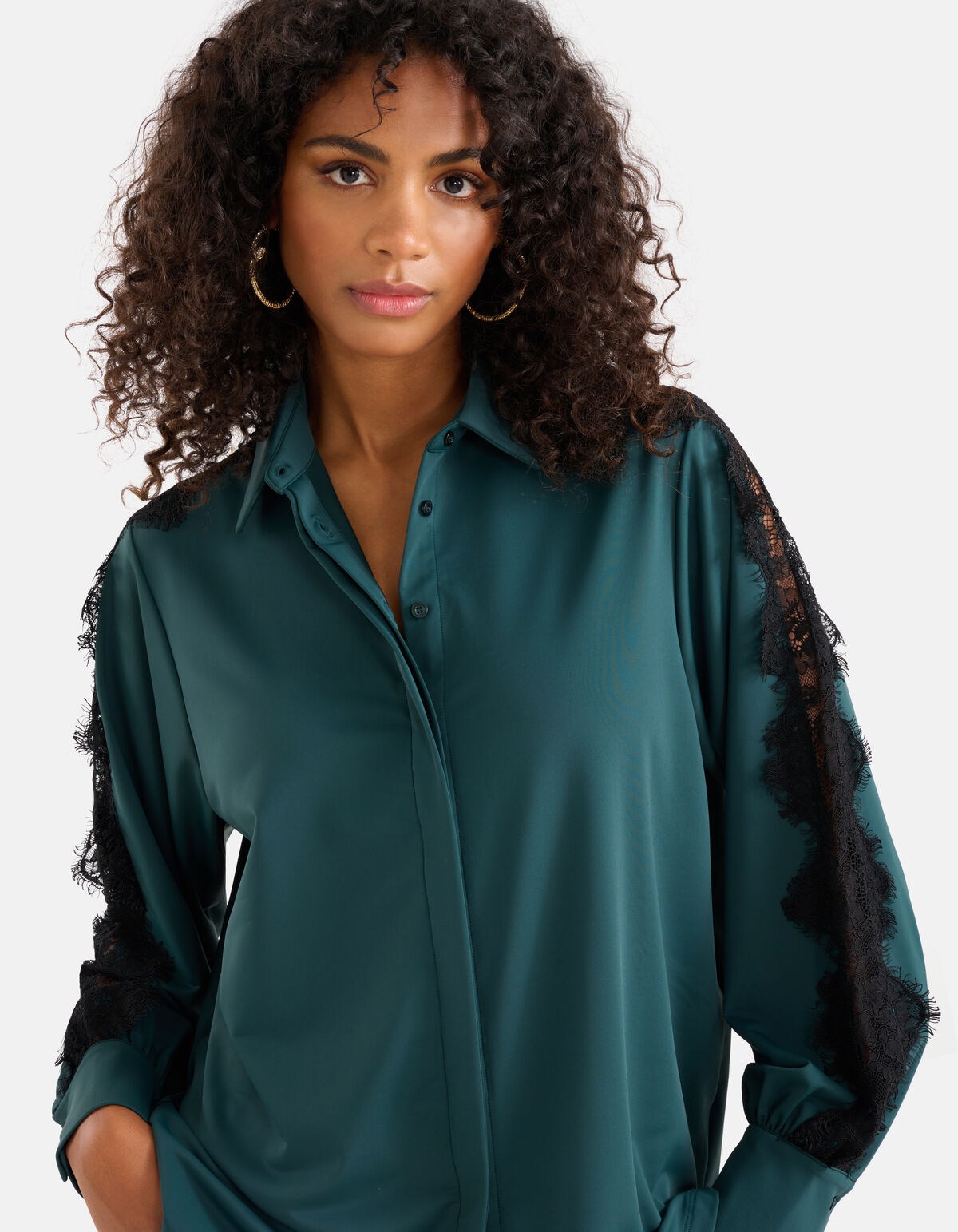 Reisebluse aus Spitze Dunkelgrün SHOEBY WOMEN