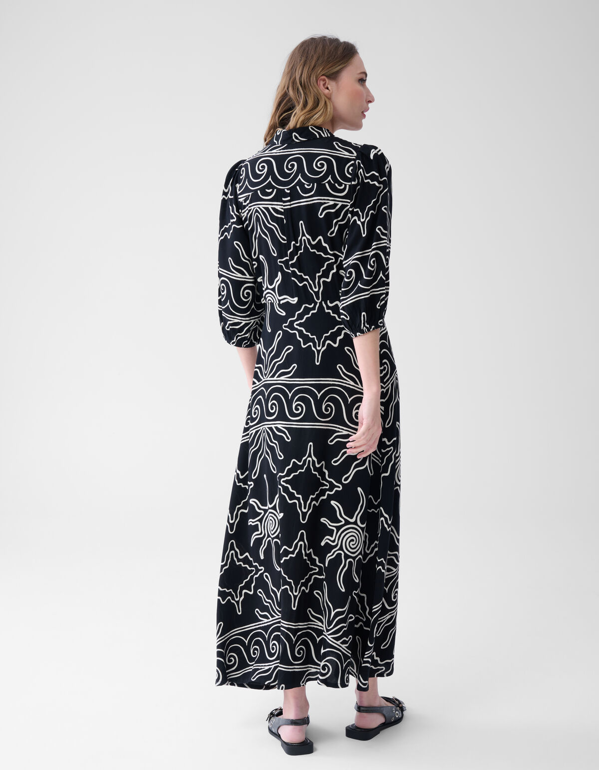 Bedrucktes Maxikleid Schwarz SHOEBY WOMEN