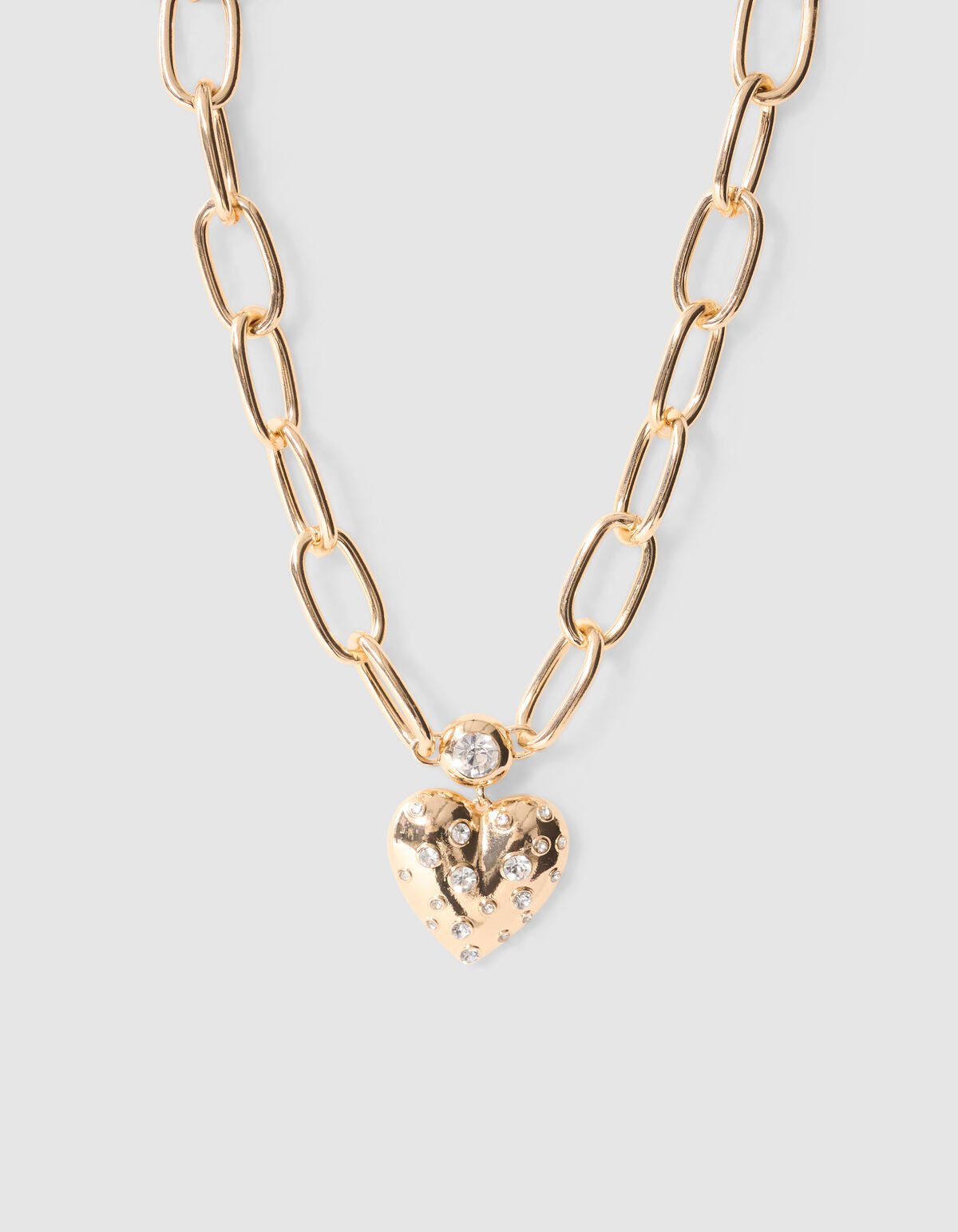 Gro&szlig;e Strass-Herz-Kette Gold SHOEBY ACCESSOIRES