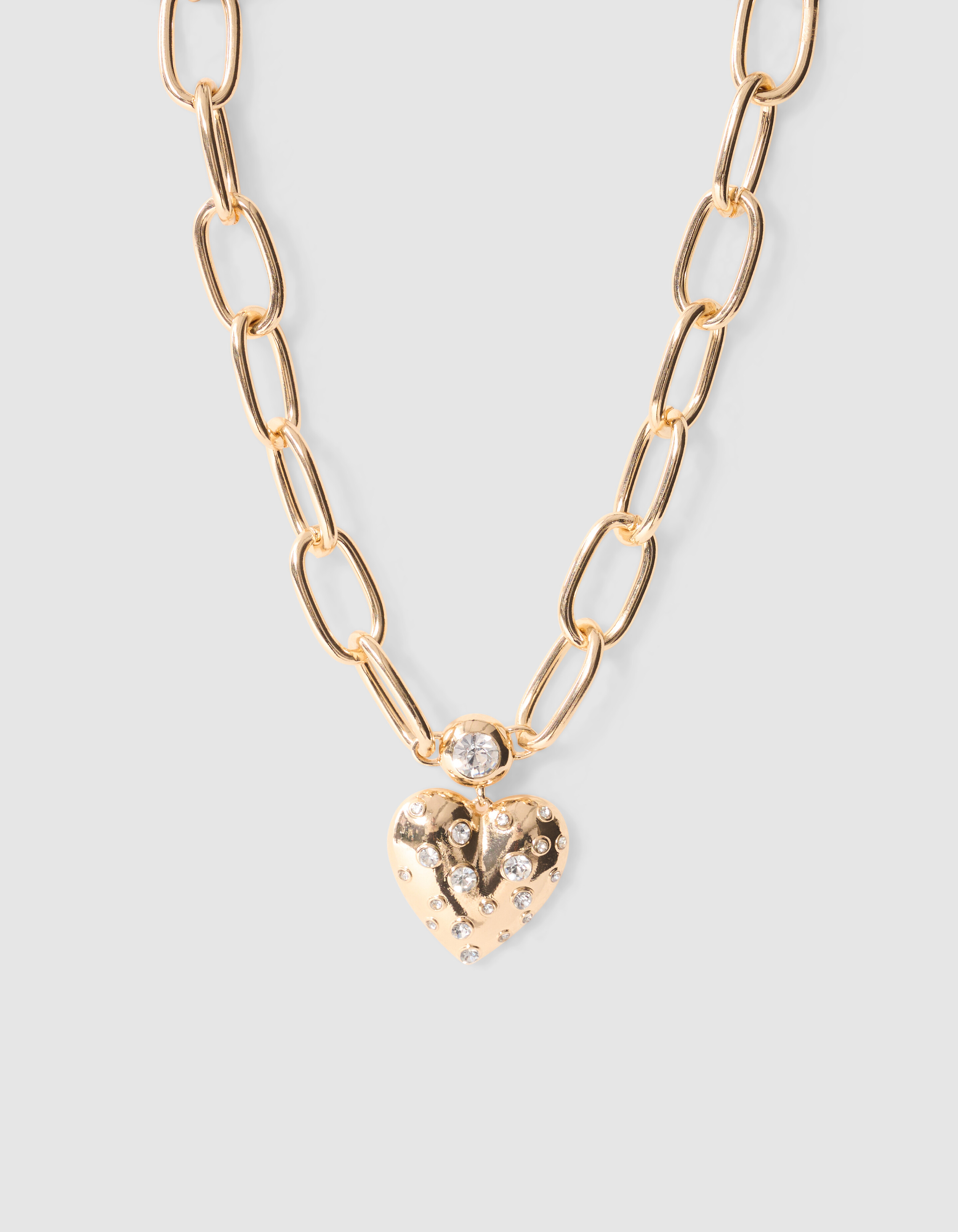 Gro&szlig;e Strass-Herz-Kette Gold SHOEBY ACCESSOIRES