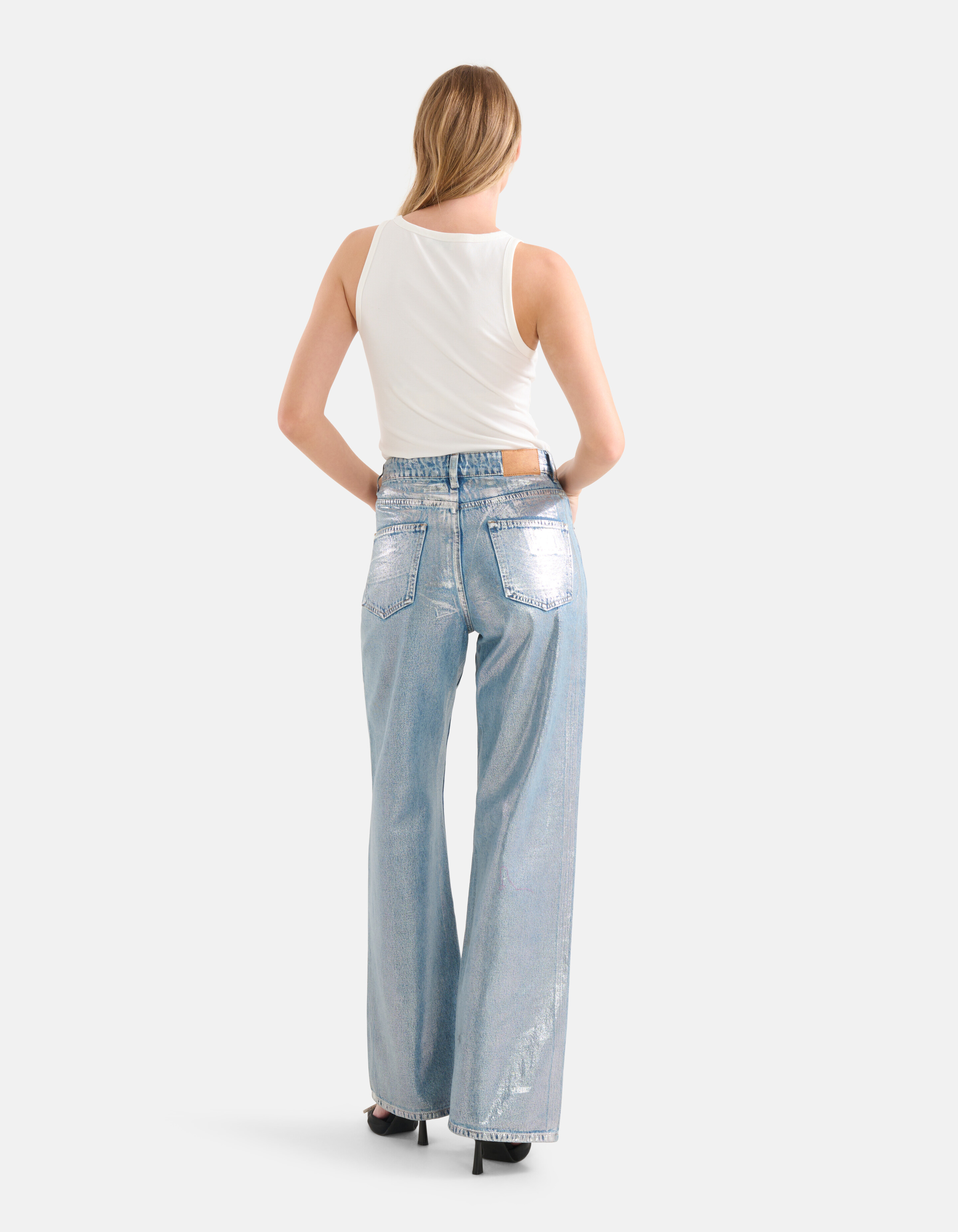 Metallic Jeans mit weitem Bein Silber L33 SHOEBY WOMEN