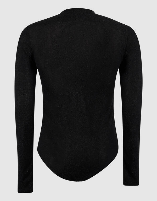 Glitzer-Body mit V-Ausschnitt, schwarz SHOEBY WOMEN