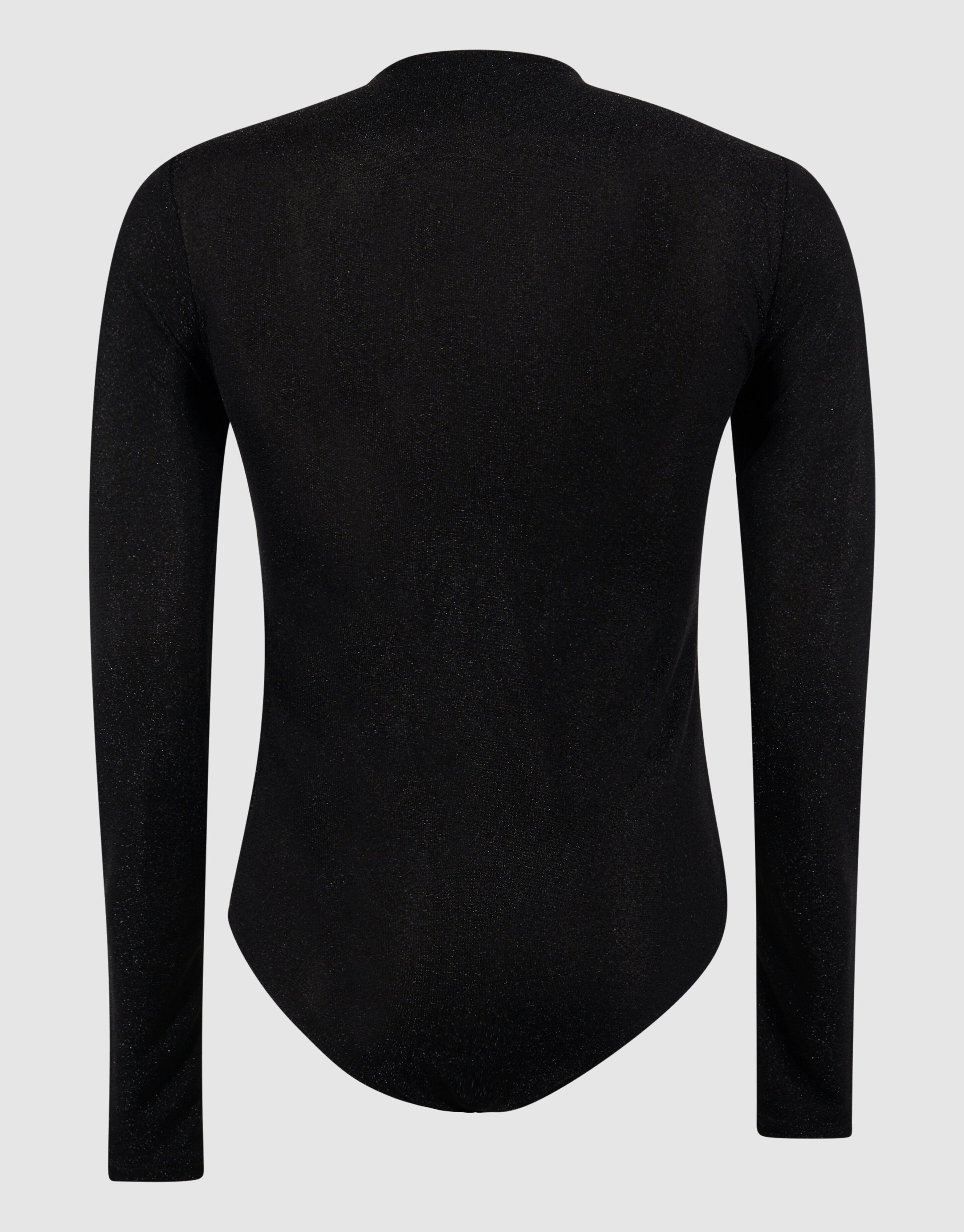 Glitzer-Body mit V-Ausschnitt, schwarz SHOEBY WOMEN