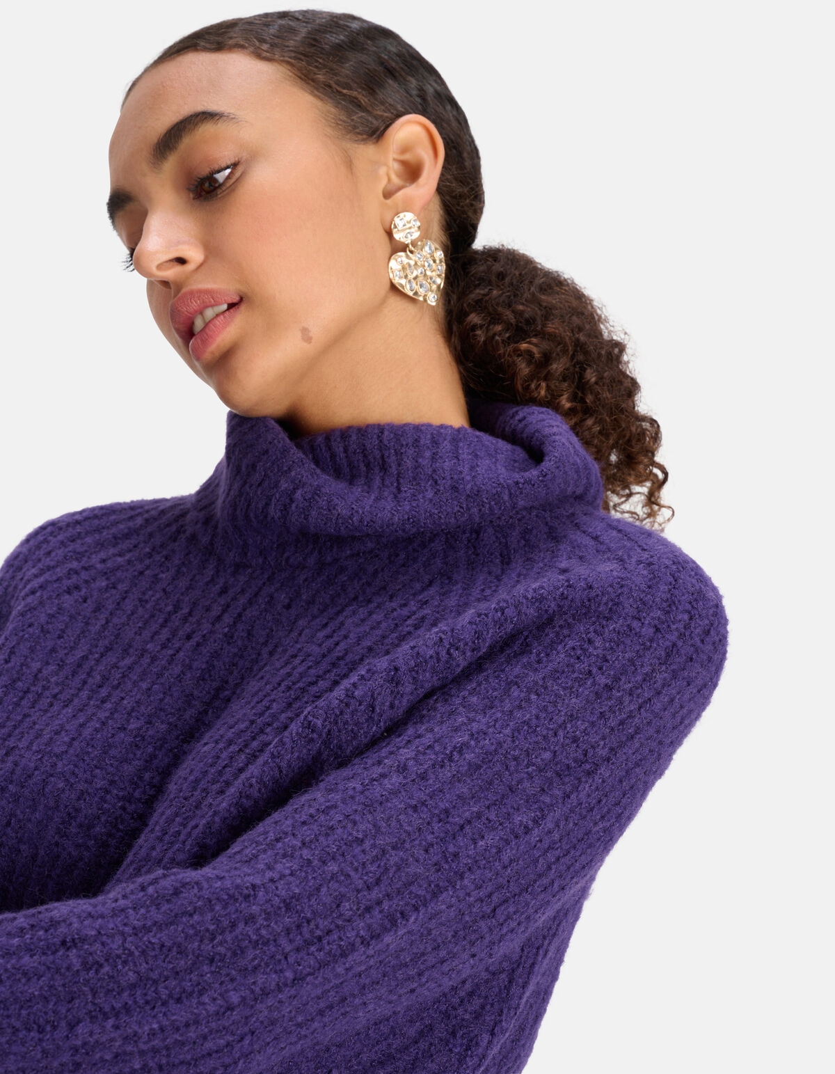 Grob gestrickter Rollkragenpullover Lila SHOEBY WOMEN