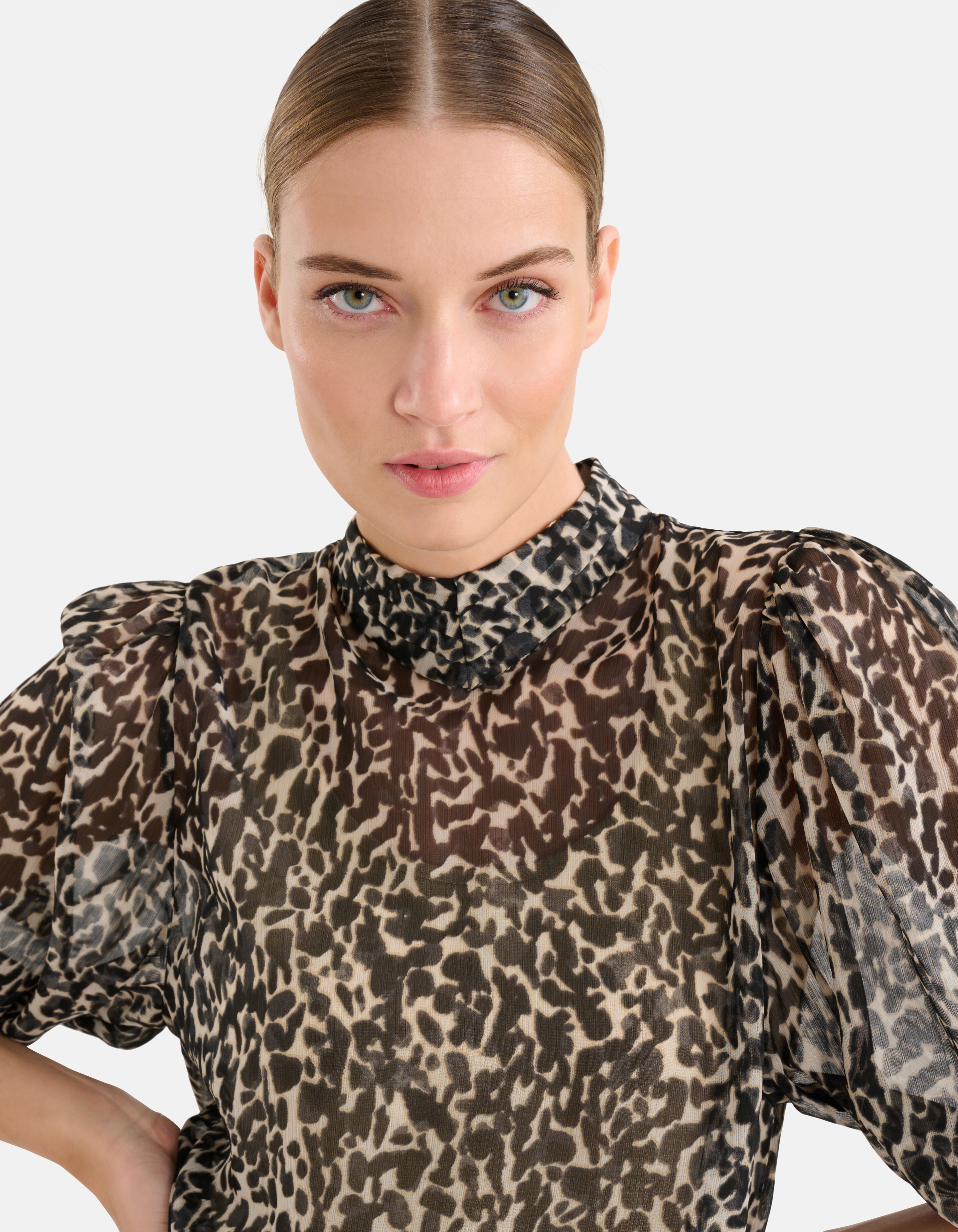 Chiffon Panterprint Blouse Zwart/Beige SHOEBY WOMEN
