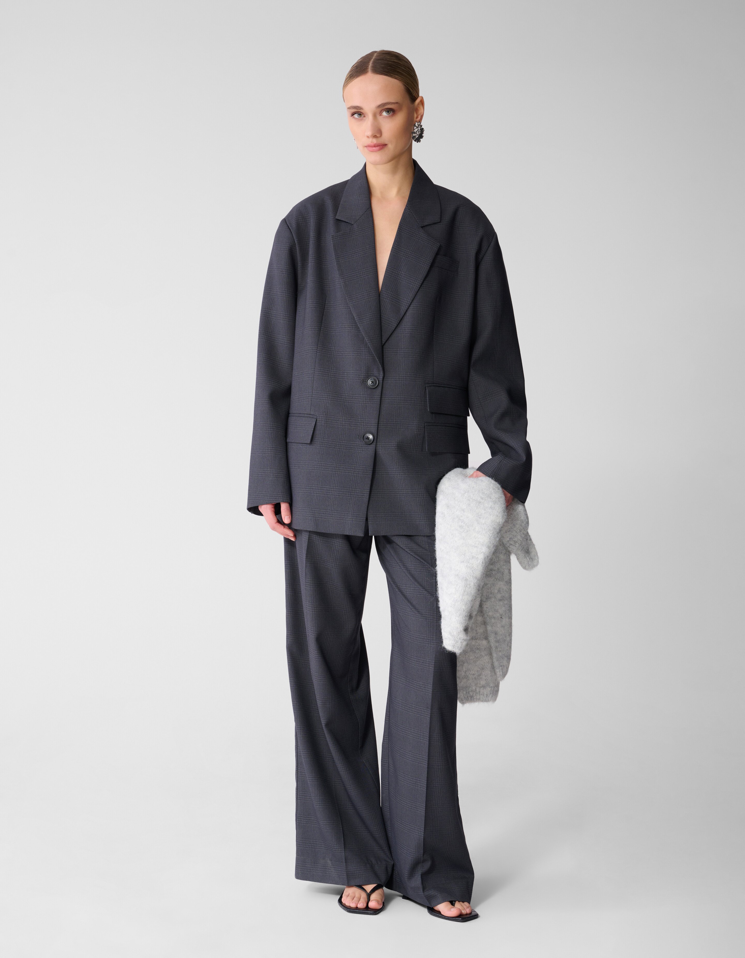 Oversized Karo-Blazer Dunkelgrau SHOEBY WOMEN