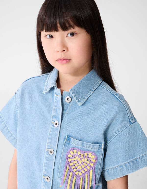 H&auml;kel-Jeansbluse Hellblau SHOEBY GIRLS