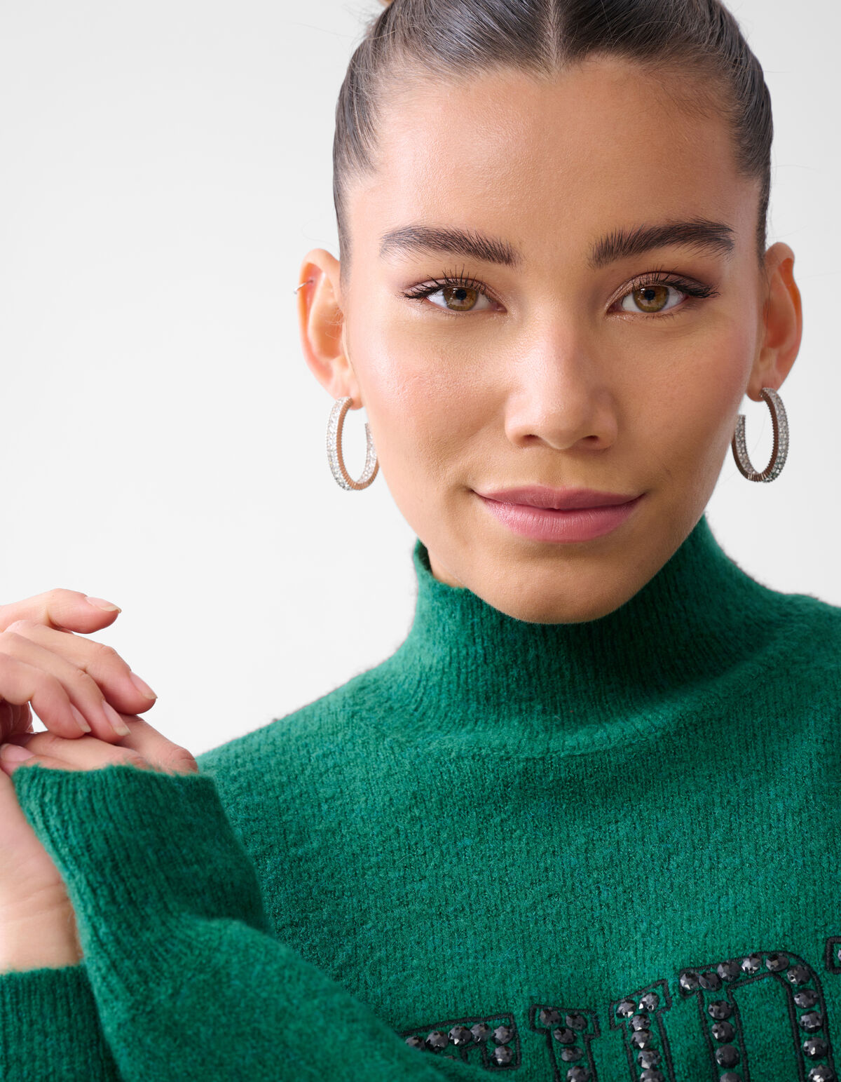 Studio Strass Pullover Dunkelgrün SHOEBY WOMEN