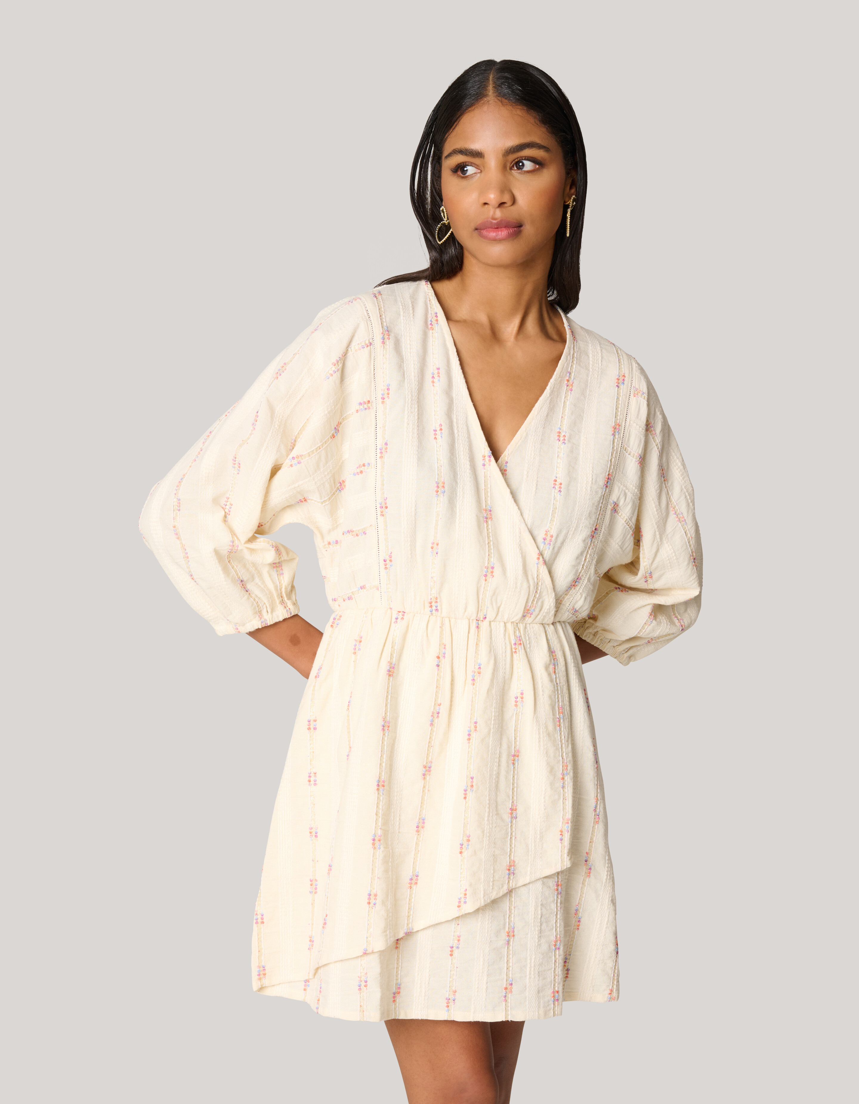 Jacquard Jurk Gebroken Wit SHOEBY WOMEN