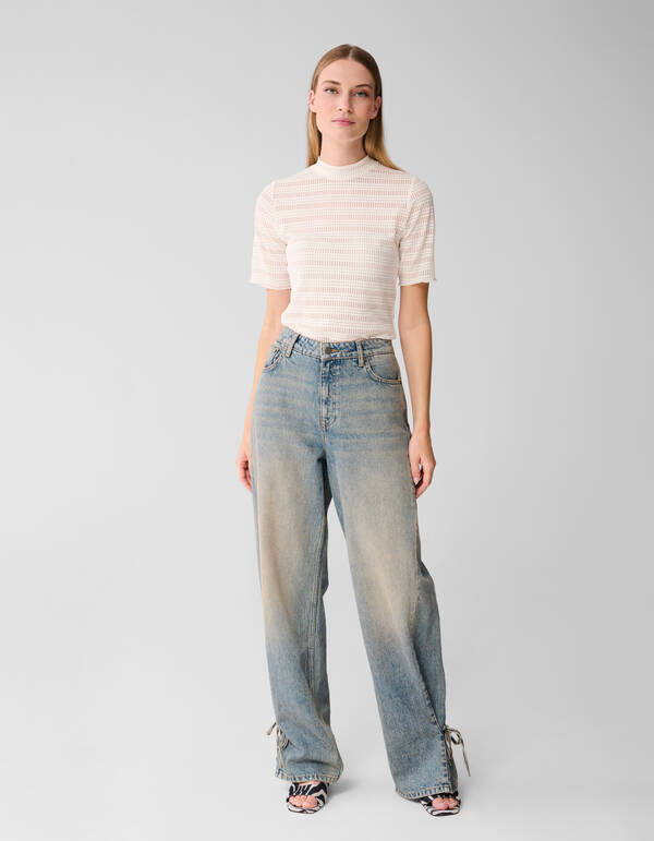 Mesh Texture Top Off Weiß SHOEBY WOMEN