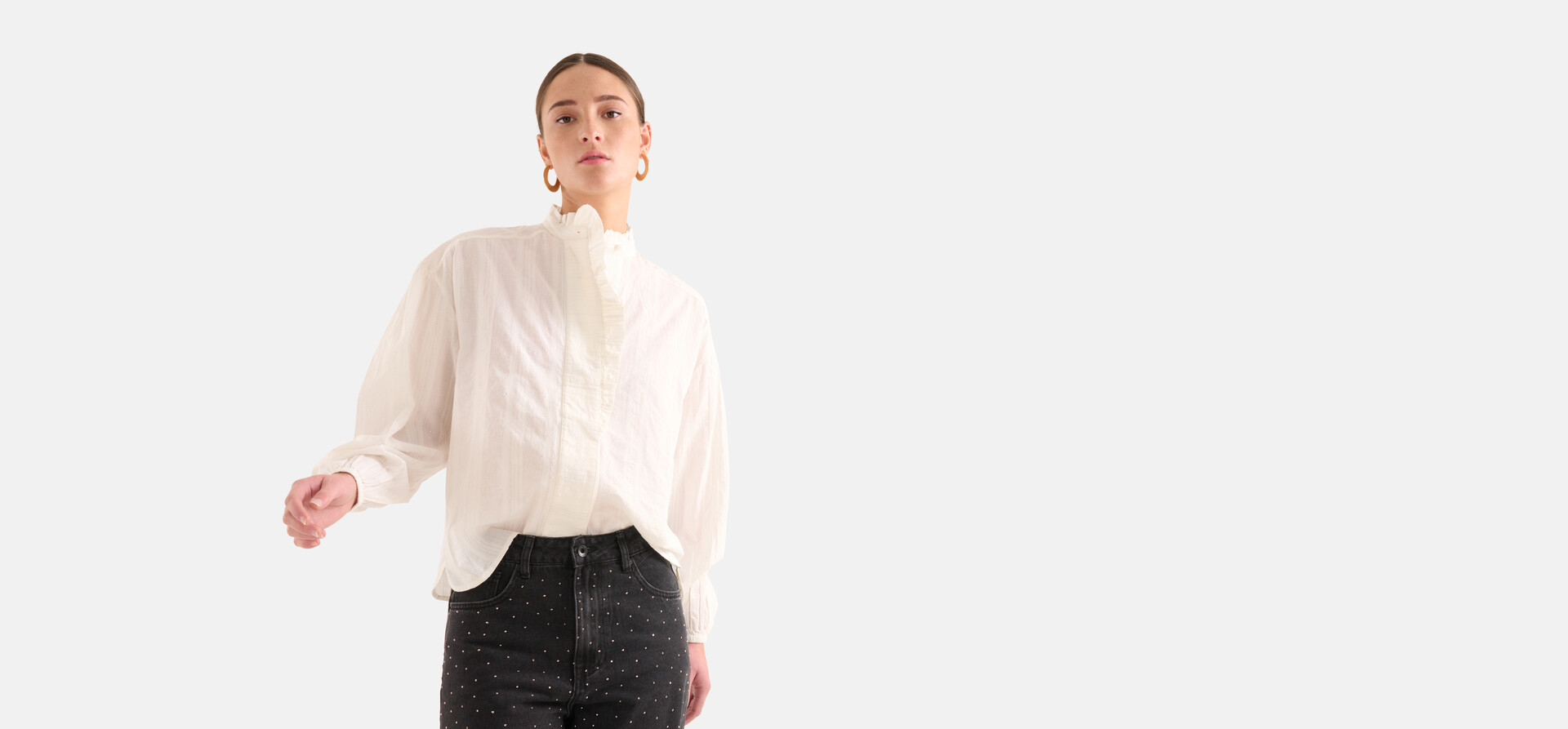 Gestreifte Lurexbluse Off White SHOEBY WOMEN