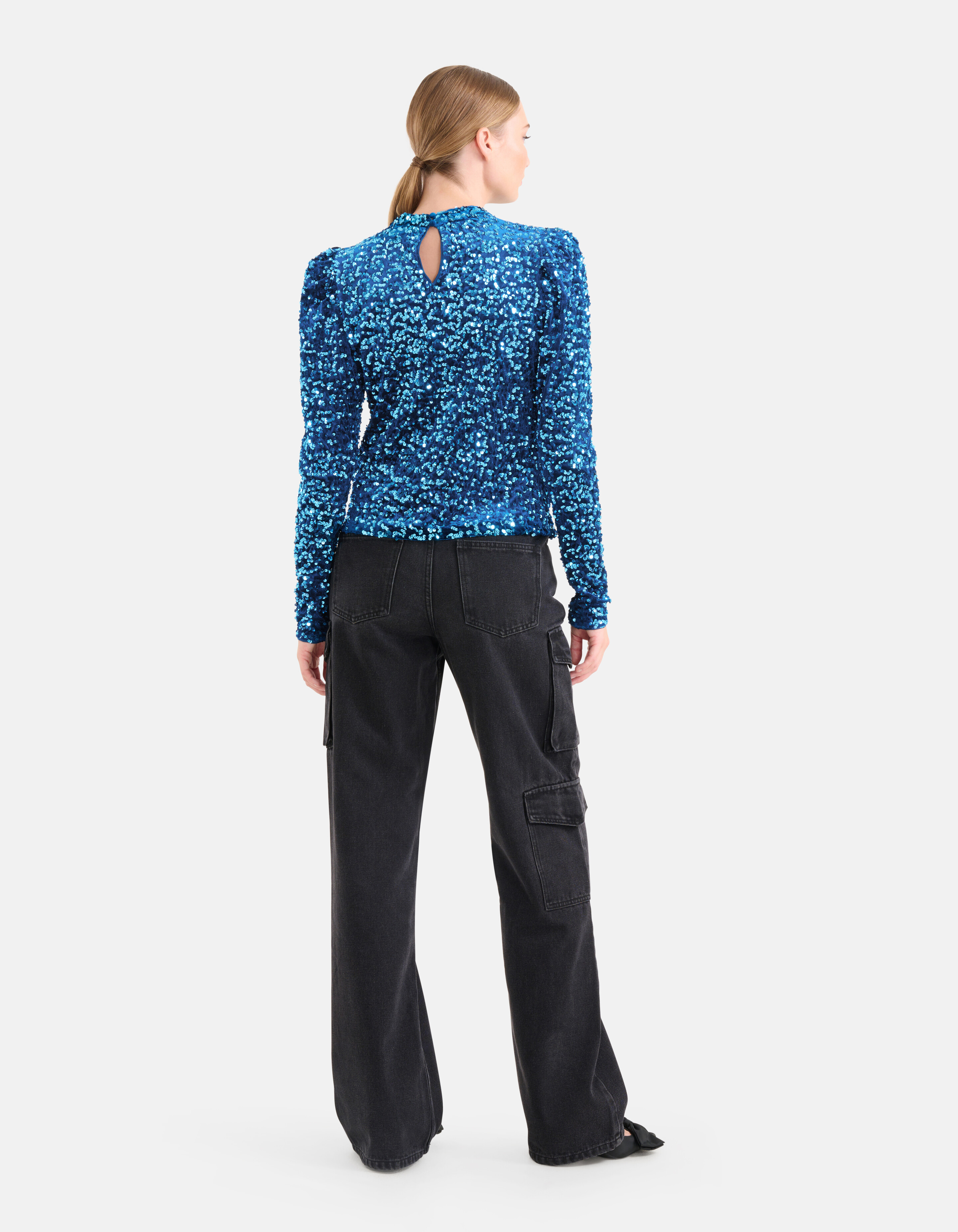 Pailletten Top Blauw SHOEBY WOMEN