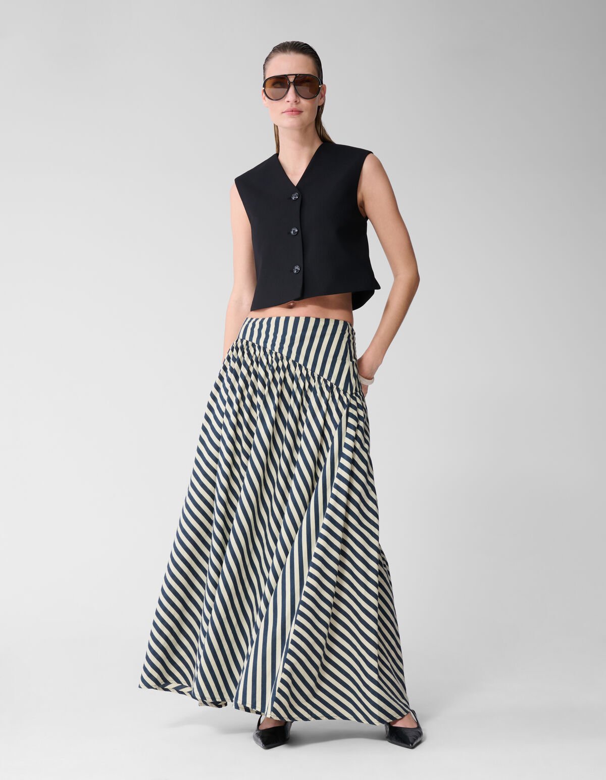 Gestreifter Maxi-Rock Hellgr&uuml;n von Lonneke SHOEBY WOMEN