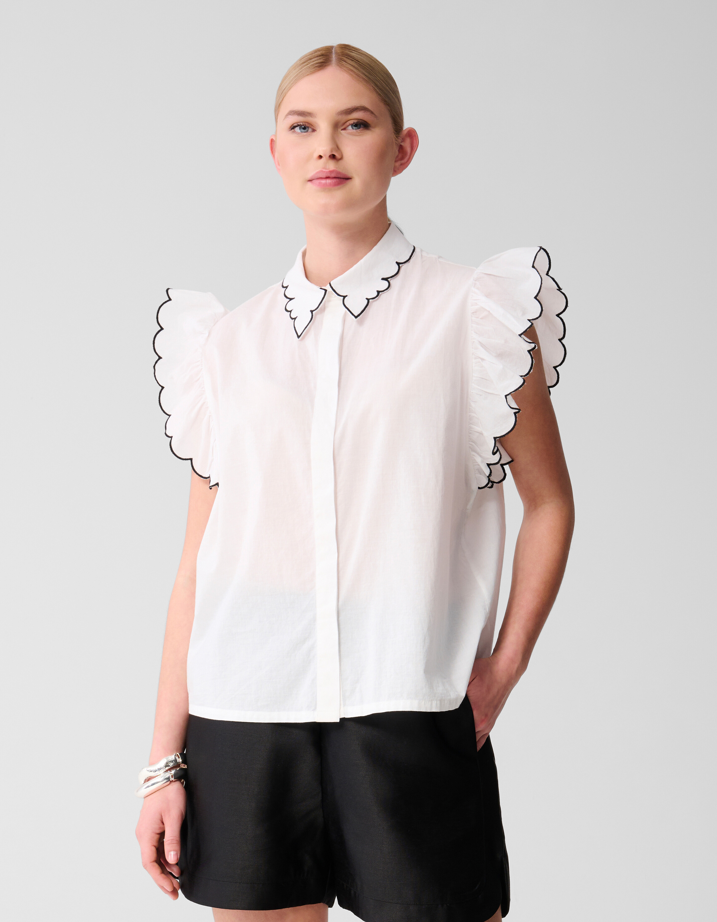 Besticktes Rüschentop Wit SHOEBY WOMEN