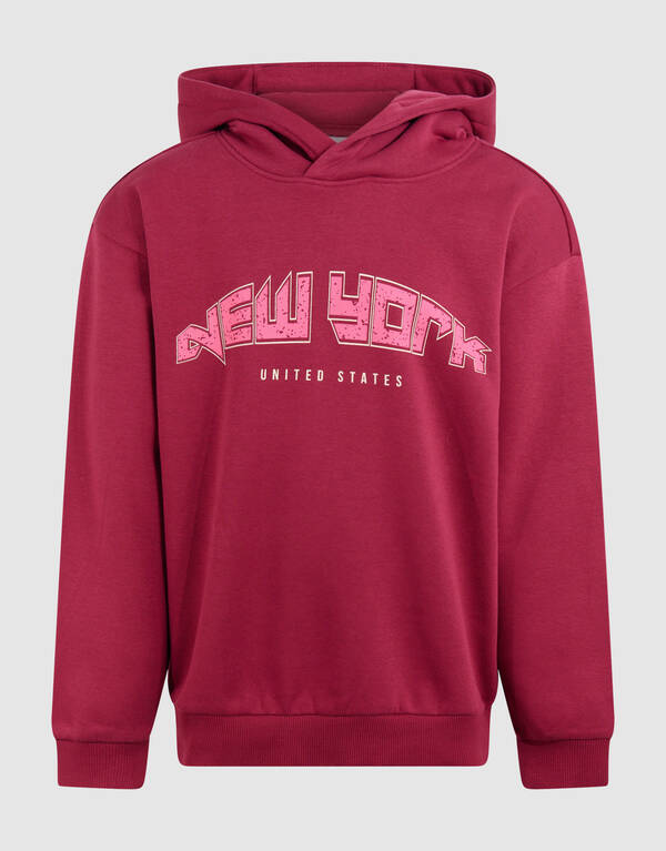 New York Artwork Hoodie Dunkelrot SHOEBY GIRLS