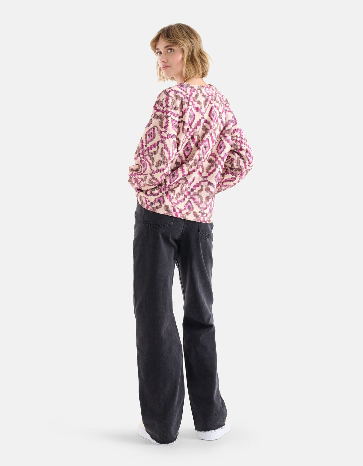 Pullover mit grafischem Print Violett SHOEBY WOMEN