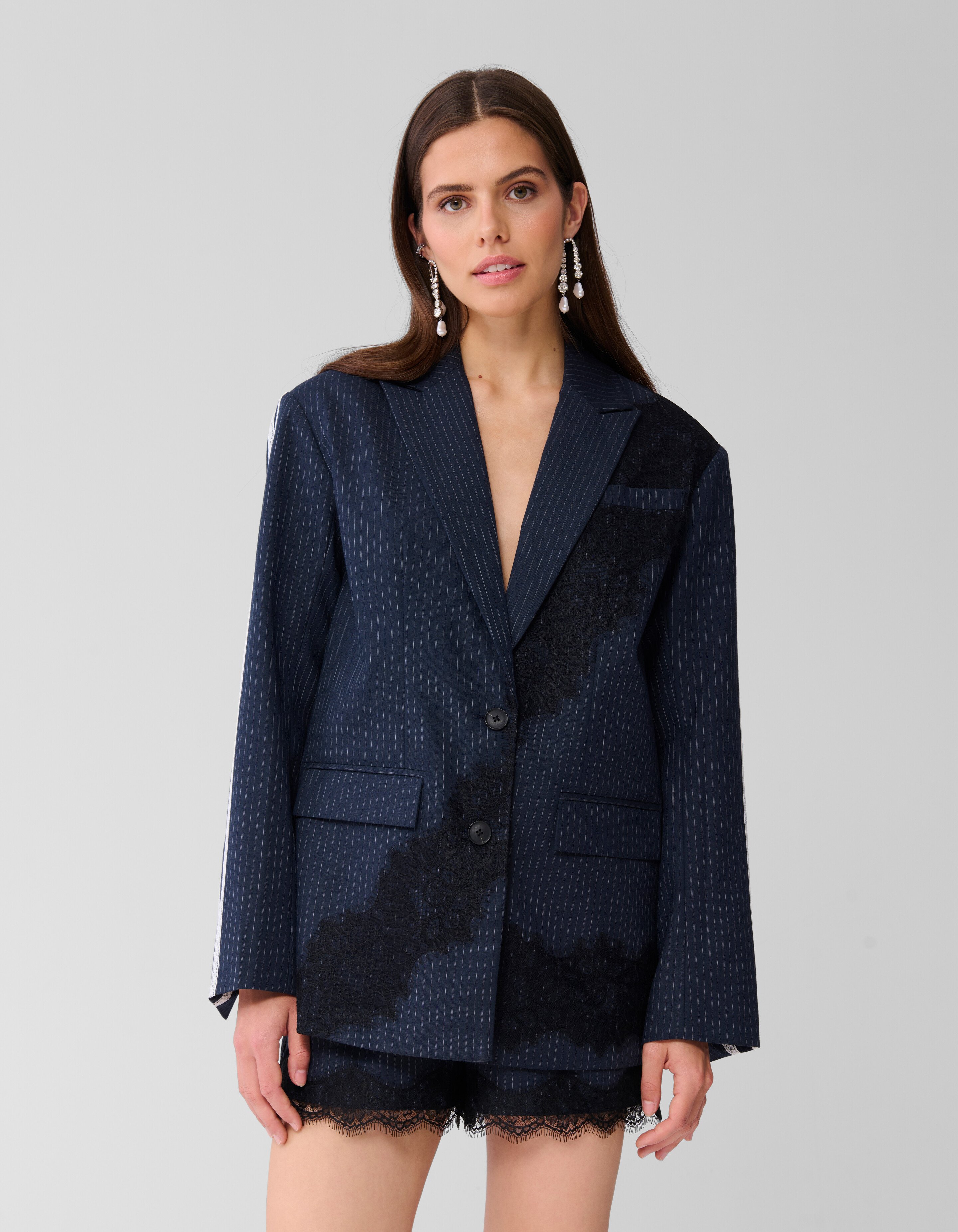 Übergroßer Blazer aus Spitze Dunkelblau SHOEBY WOMEN