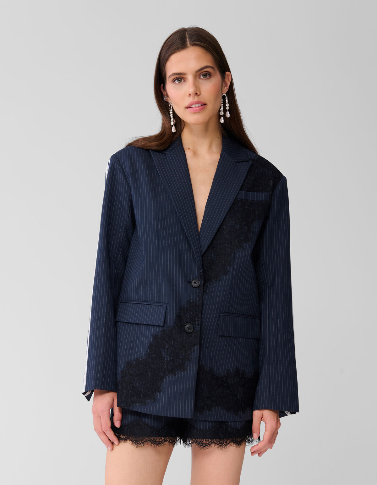 Übergroßer Blazer aus Spitze Dunkelblau SHOEBY WOMEN