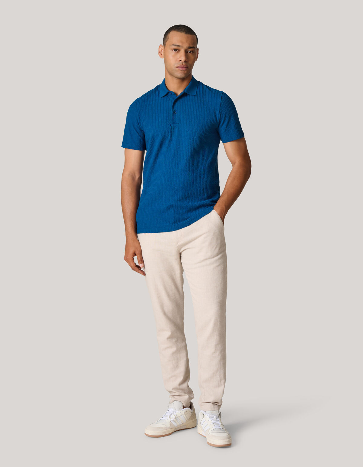 Strukturiertes Polo Blau SHOEBY MEN