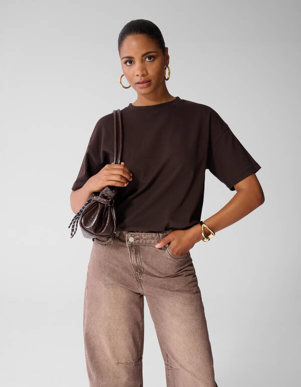Oversized-T-Shirt Dunkelbraun SHOEBY WOMEN