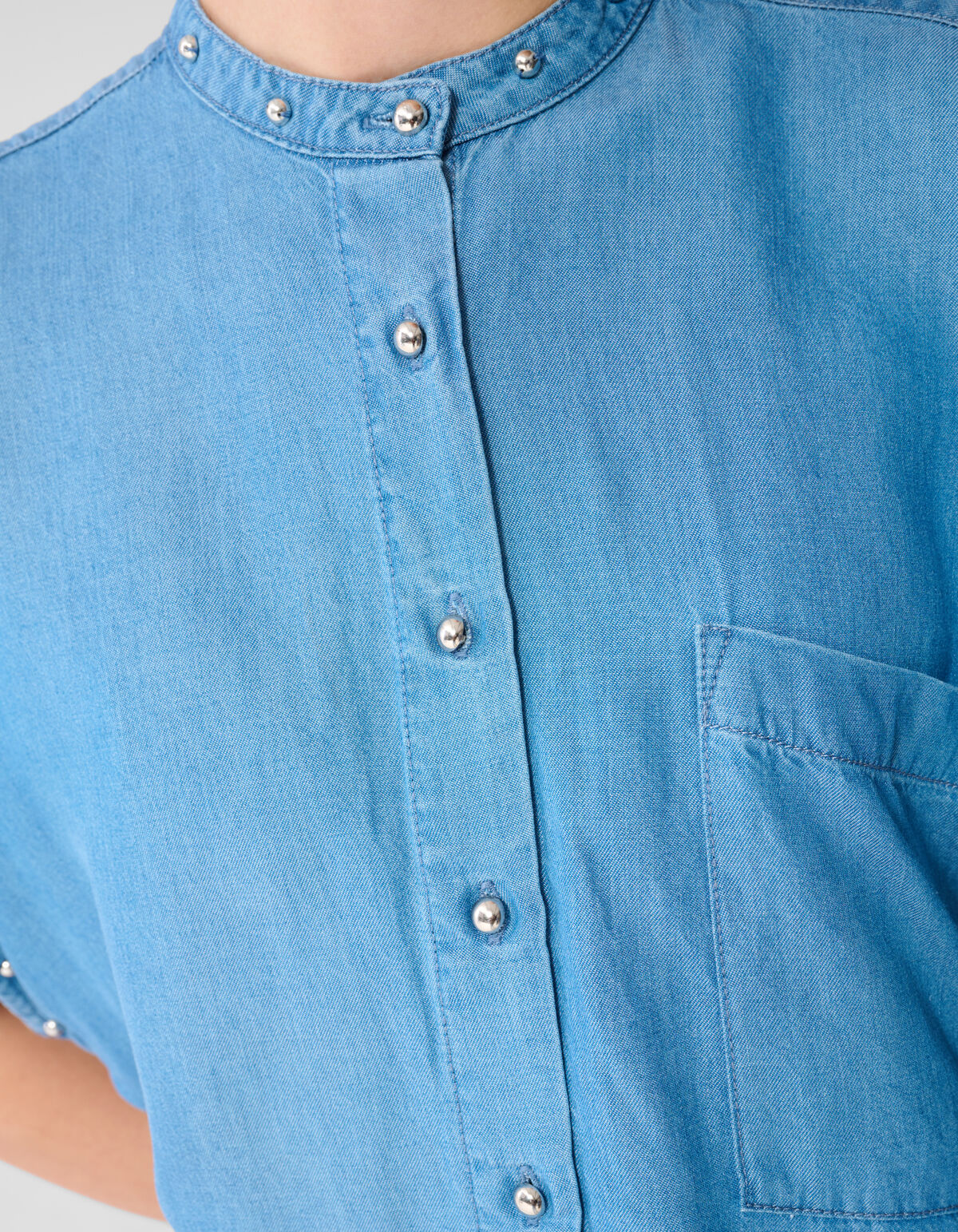 Studs Denim Bluse Blau SHOEBY WOMEN