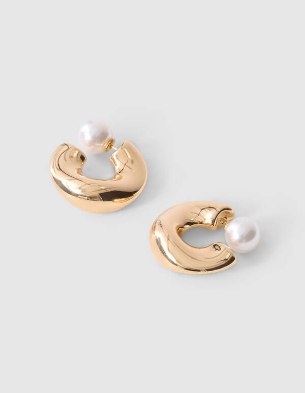 Clean Perlen-Creolen Ohrringe Gold SHOEBY ACCESSOIRES