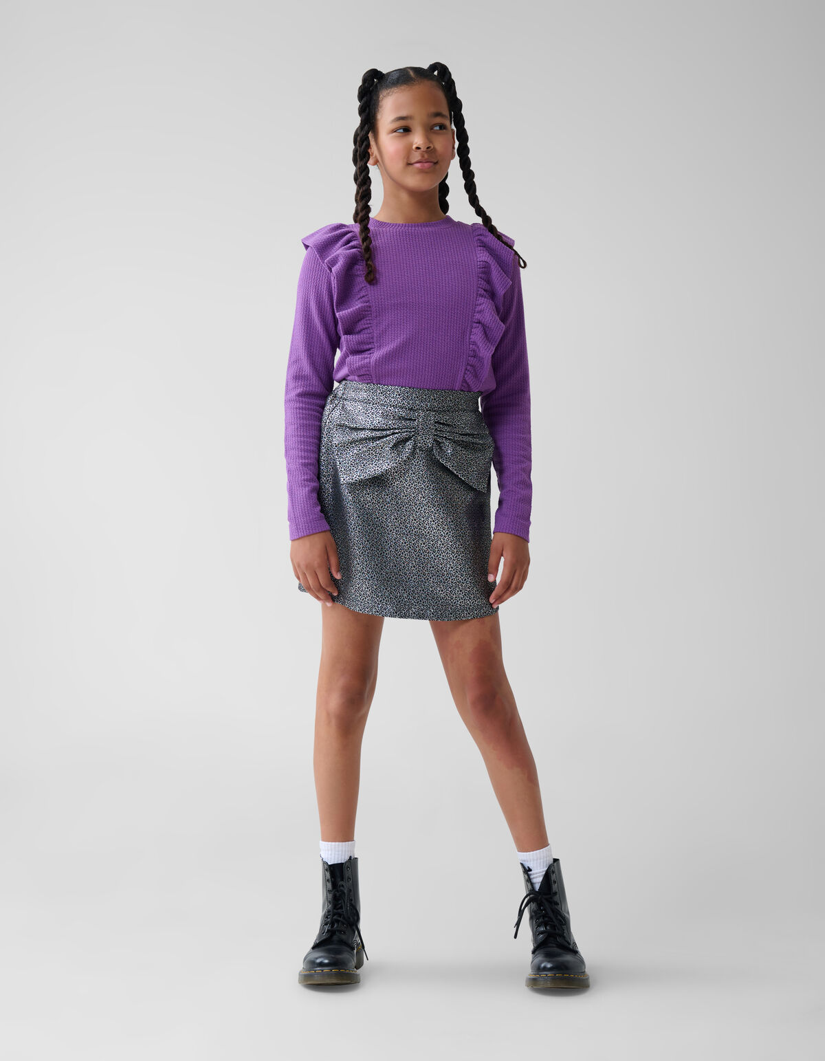 Jacquard-Schleifenminirock Silber SHOEBY GIRLS