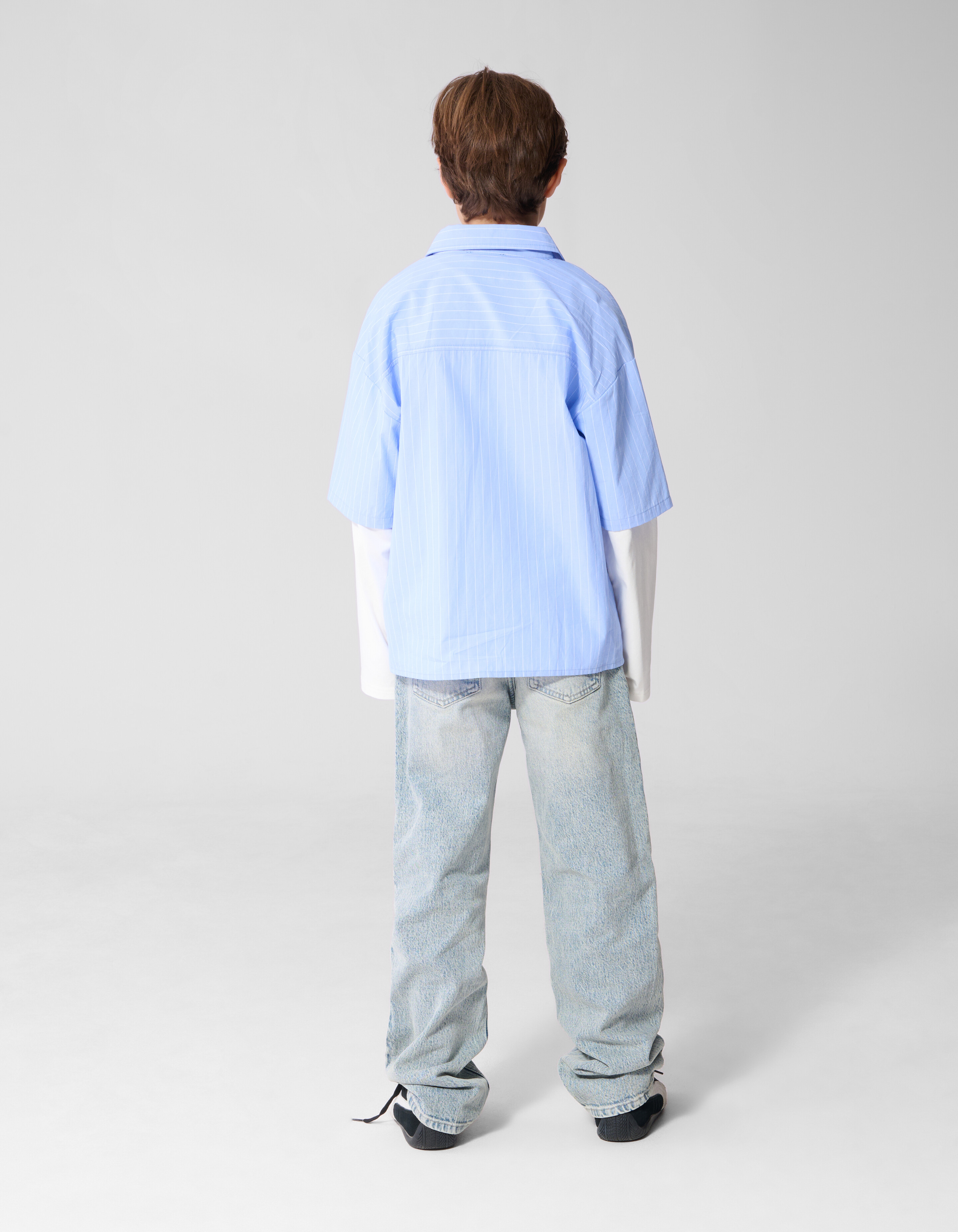 Popelinshirt Mit Doppelten &Auml;rmeln Blau SHOEBY BOYS