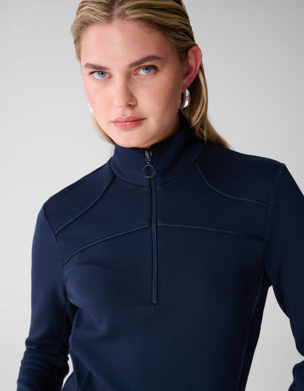 Zipper Longsleev Top Dunkelblau SHOEBY WOMEN