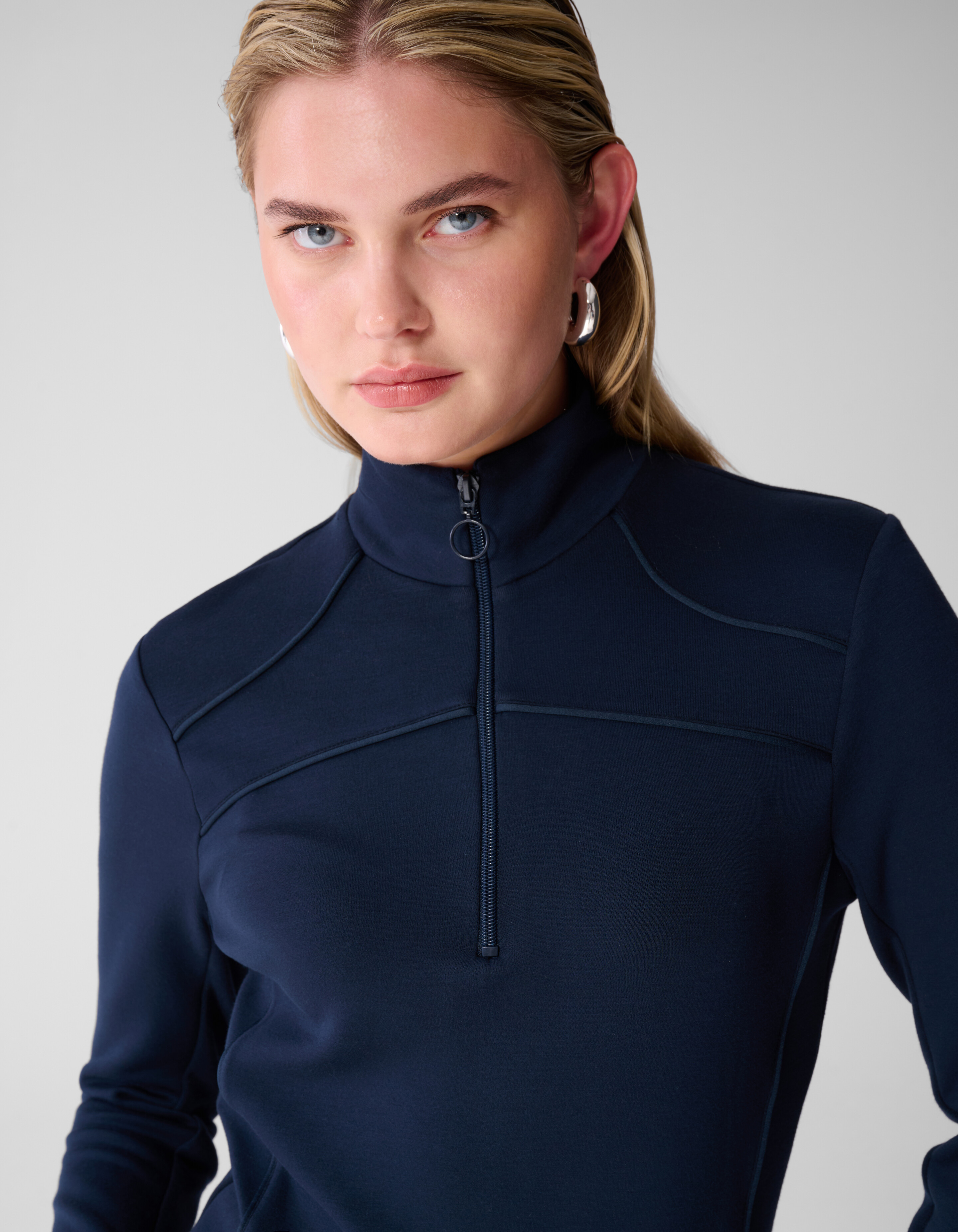 Zipper Longsleev Top Dunkelblau SHOEBY WOMEN