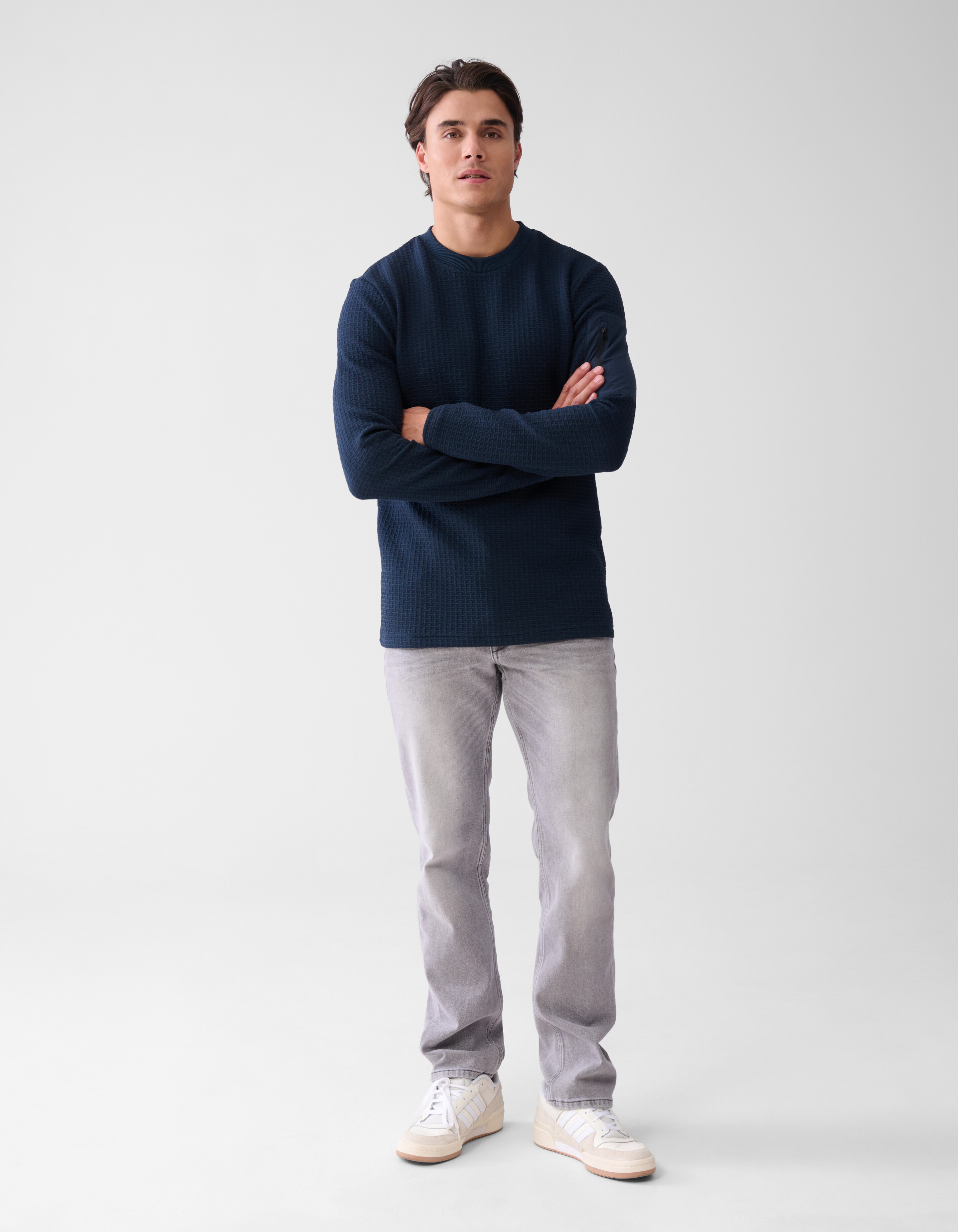 Jersey Structuur Longsleeve Donkerblauw SHOEBY MEN