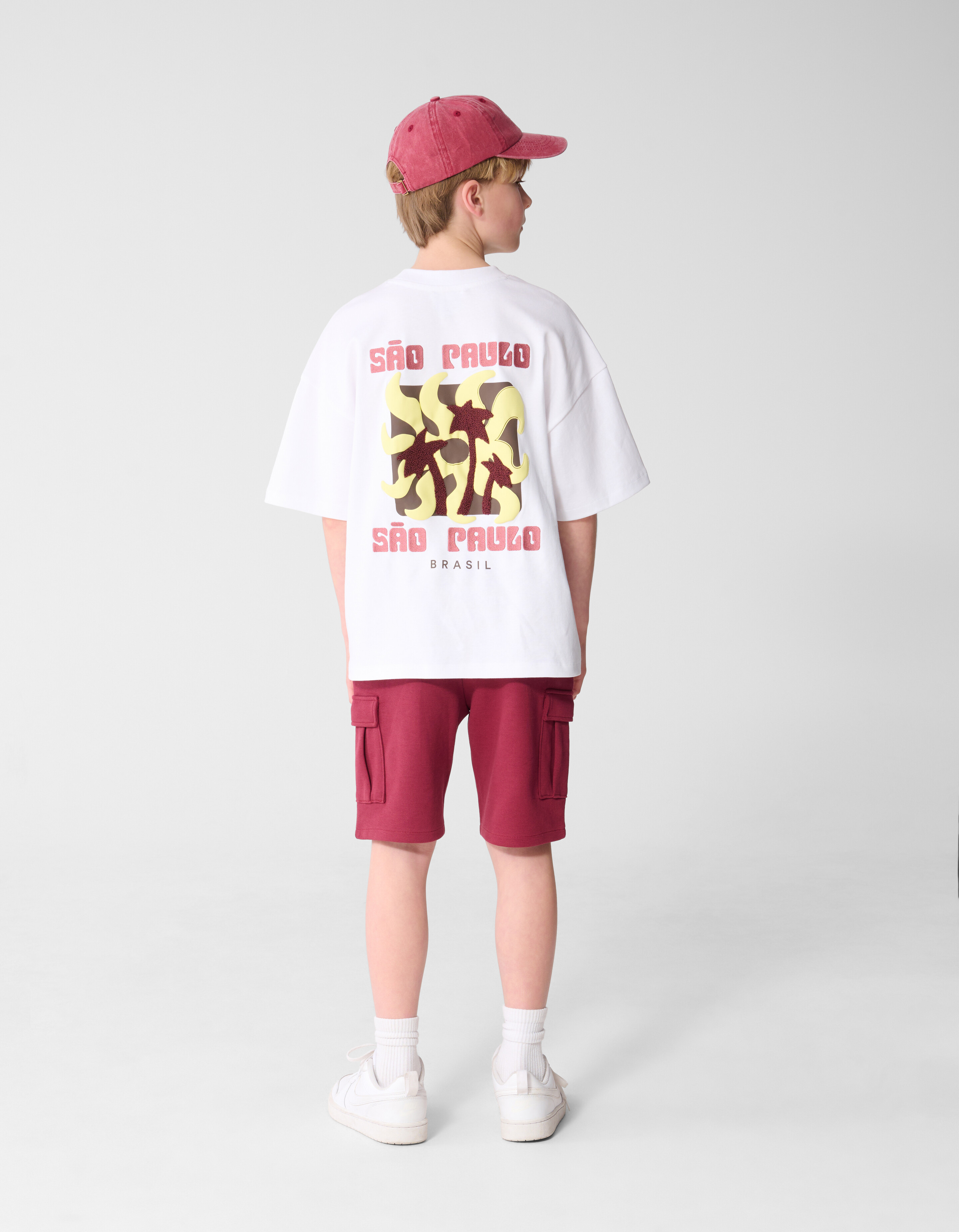 Cargo-Piqu&eacute;-Shorts Dunkelrot SHOEBY BOYS